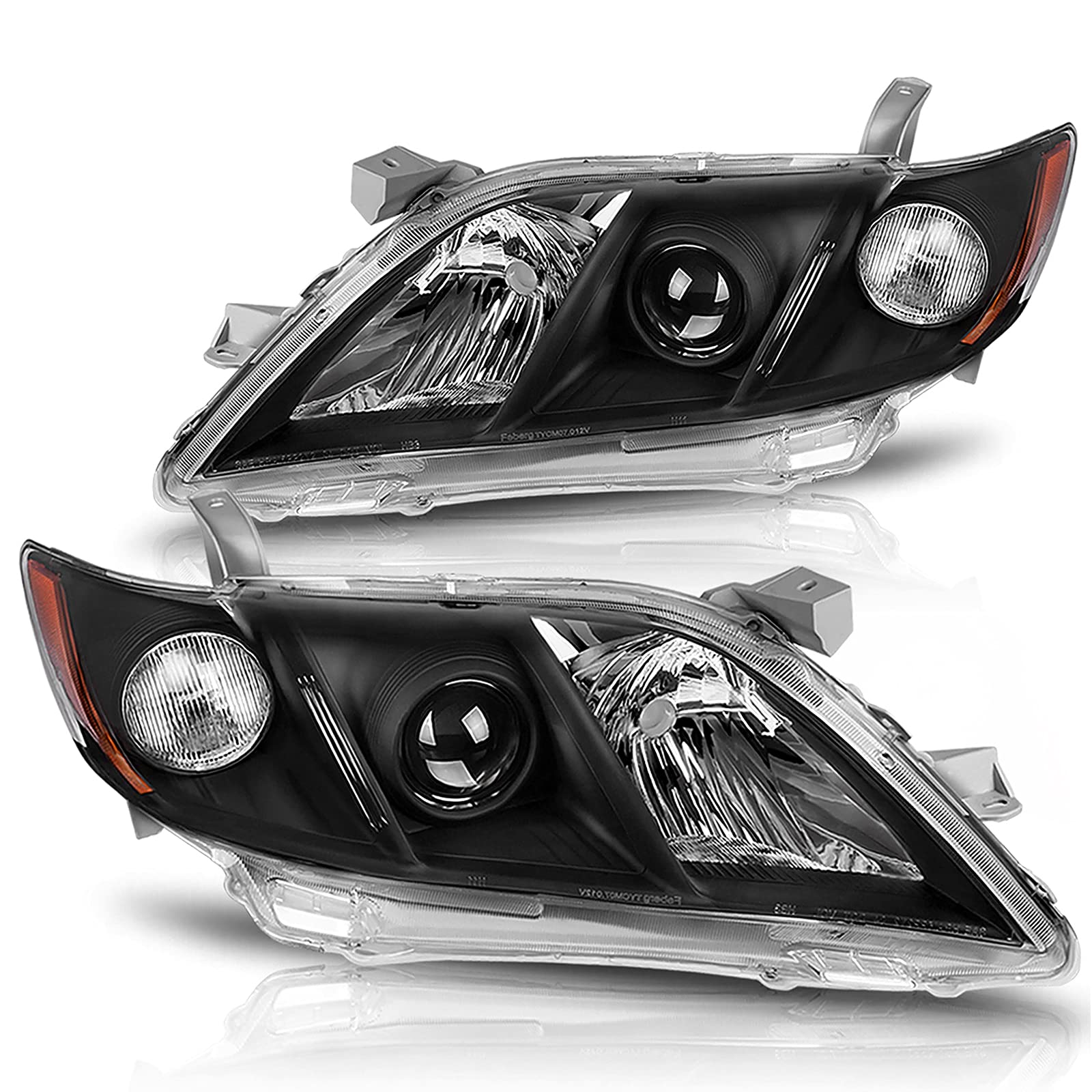 Dwvo Projector Headlight Assembly Compatible With 2007 2008 2009 Camry Exclude Hybird Chrome Housing Headlamp With Amber Reflect