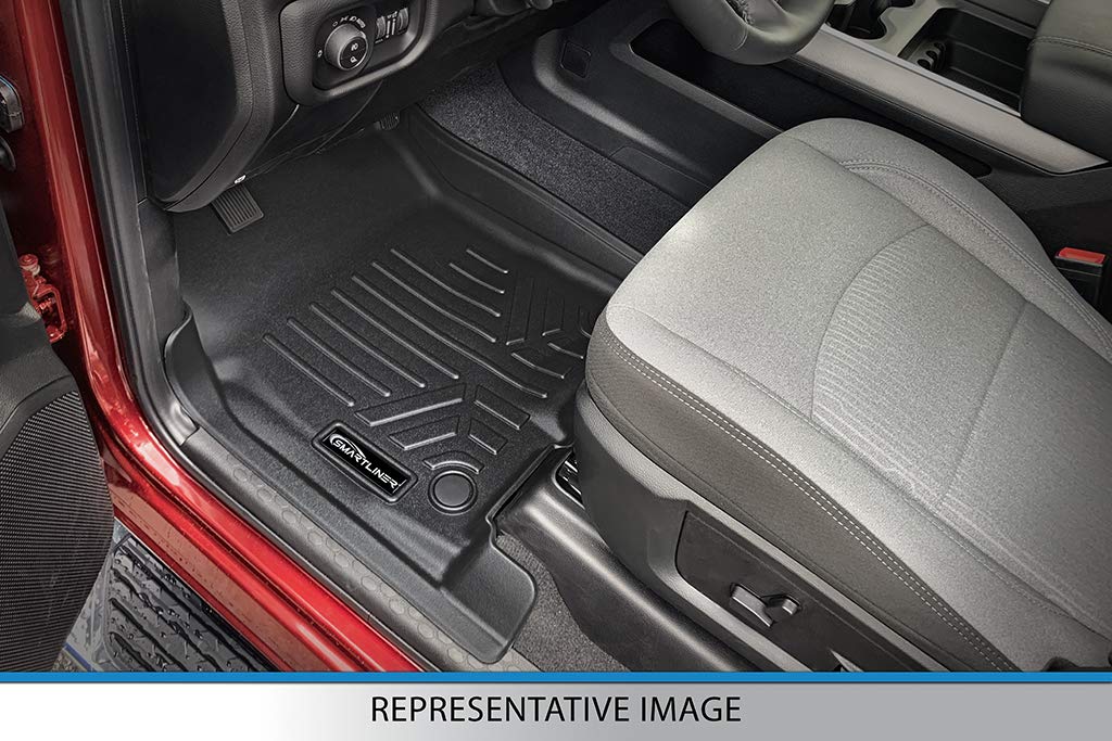 Smartliner Custom Fit Floor Mats 2 Row Liner Set Black Compatible With Crew Cab 2014-2018 Silverado/Sierra 1500-2015-2019 2500/3