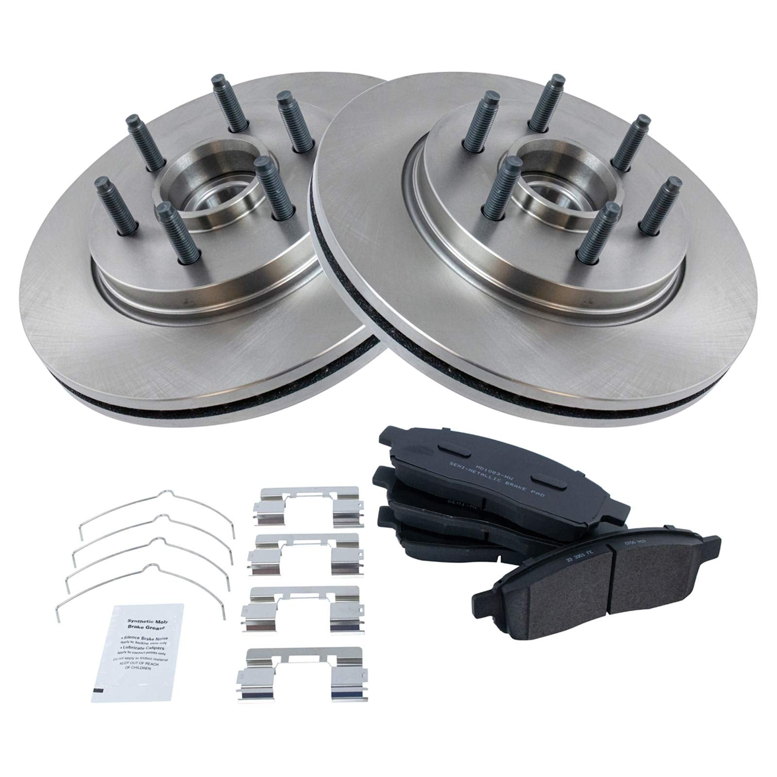 Trq Front Brake Pad & Rotor Kit Brake Pads Brake Rotor Semi-Metallic Compatible With 2004-2008 Ford F-150 2006-2008 Lincoln Mark