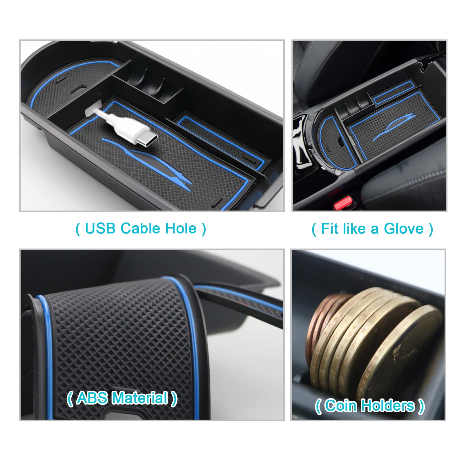 Cdefg Center Console Accessory Organizer Compatible With 2018 2019 2020 2021 2022 Chr C-Hr, Abs Material Armrest Box Insert Tray (Blue)