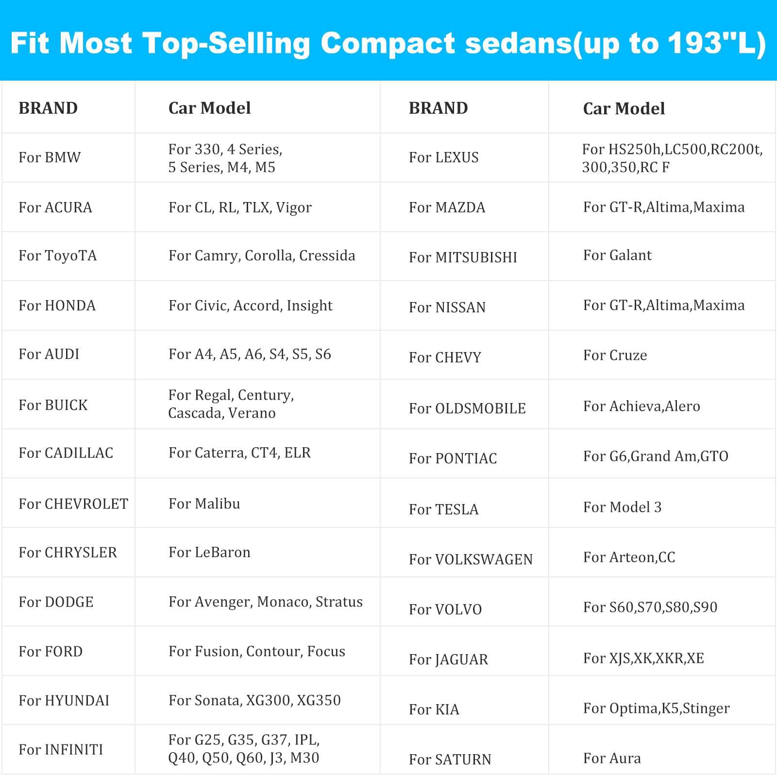 Universal Sedan Car Cover Fit forToyota Corolla, Honda Civic, Nissan Sentra, Ford Focus, Chevy Cruze,Waterproof All Weather Anti