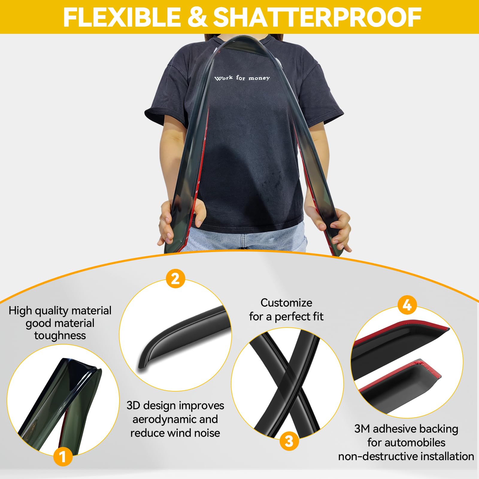 Cmvt Auto Window Visors For 2007-2018 Jeep Patriot, Rain Guards Shields Vent Shade Deflector Dark Smoke 2008 2009 2010 2011 2012