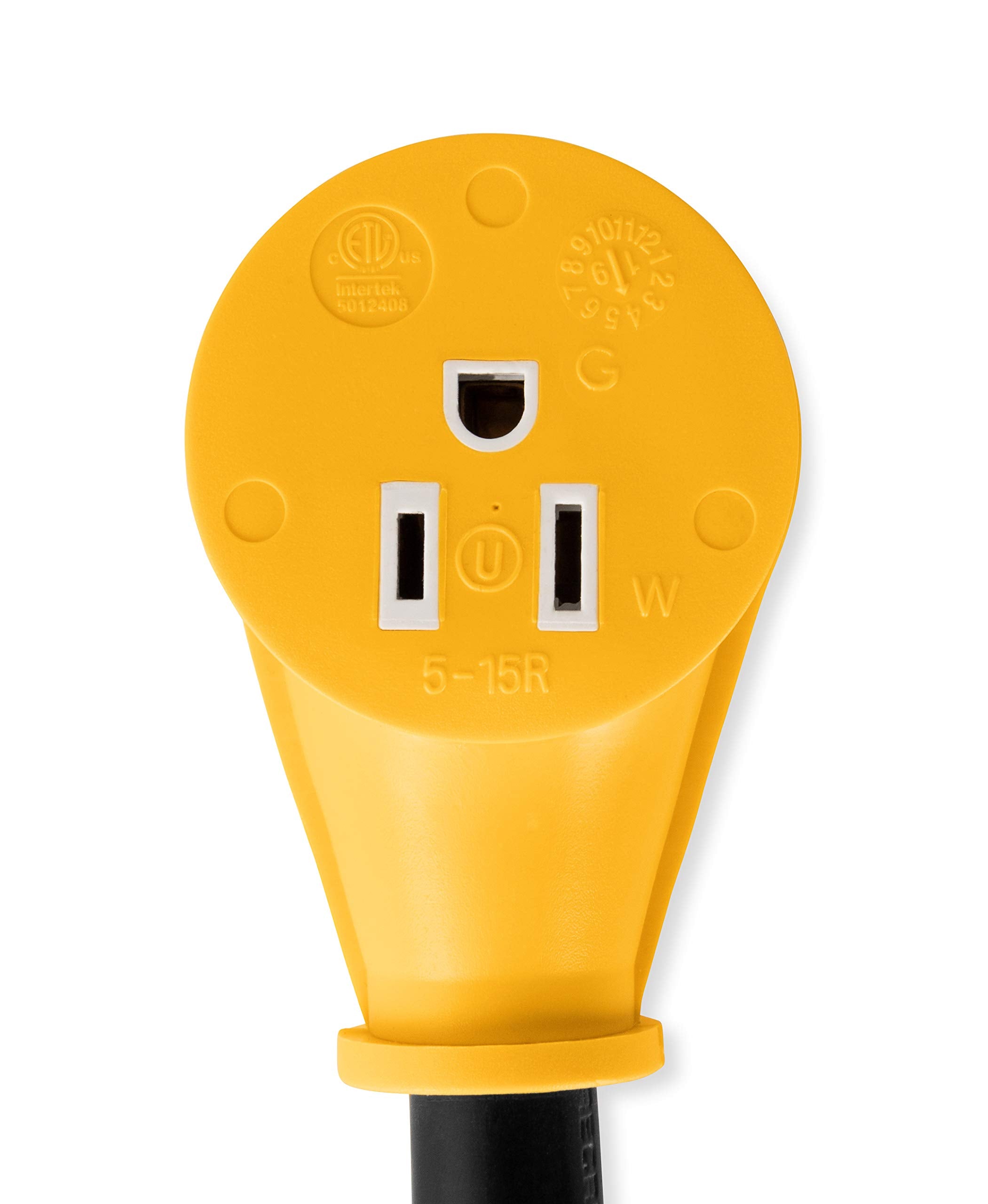 Camco 12 PowerGrip Dogbone Electrical Adapter with Handle | 30 amp Male to 15 amp Female (55155)