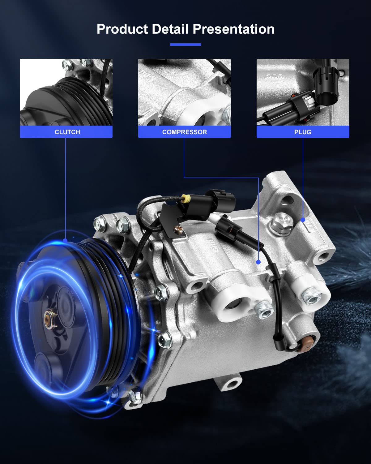 ECCPP AC Compressor with Clutch 2004-2006 Replacement for M-itsubishi Lancer Outlander 2.4L