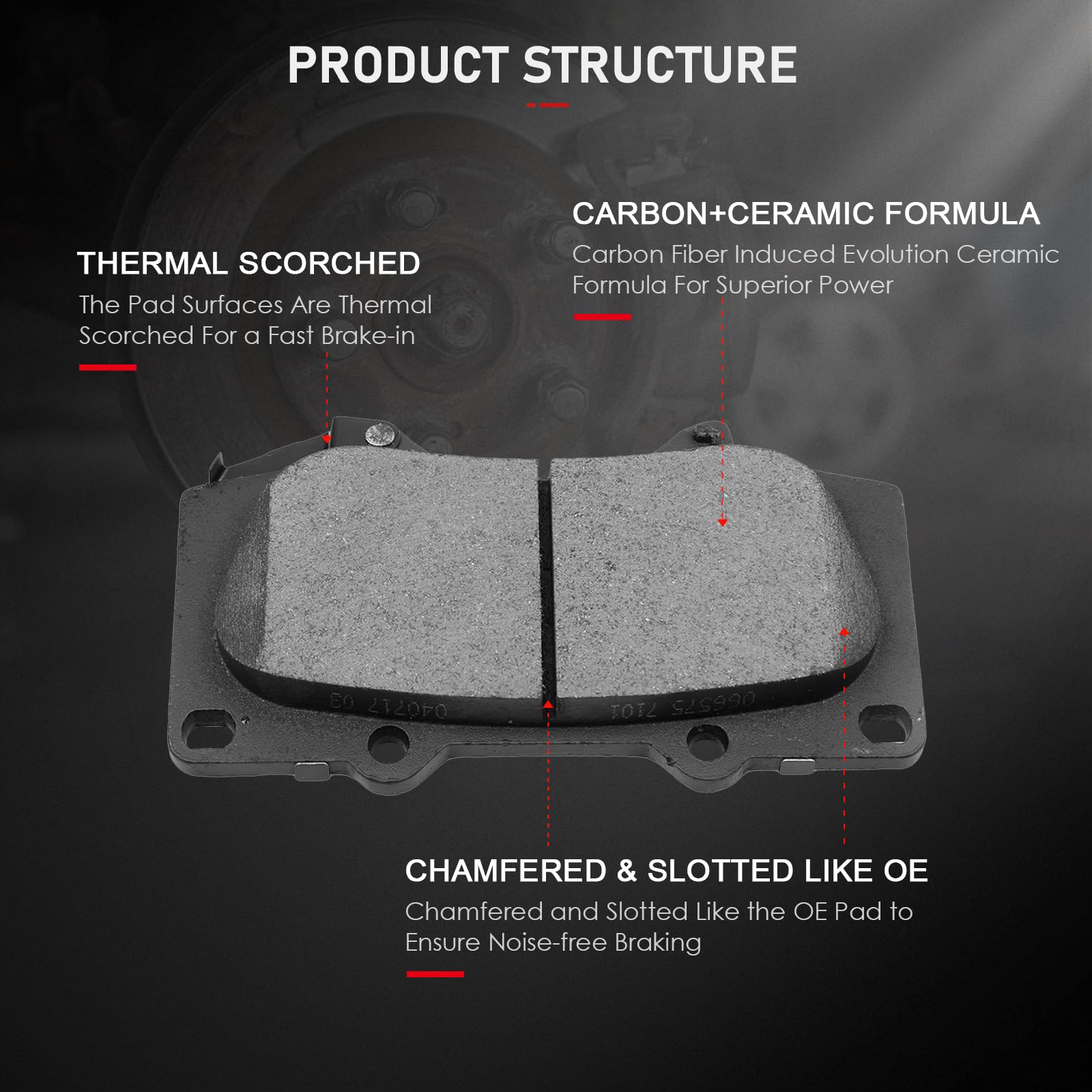 Cciyu D976 4Pcs Front Ceramic Brake Pads Kits 2010-2019 For Lexus,2001-2019 For Toyota