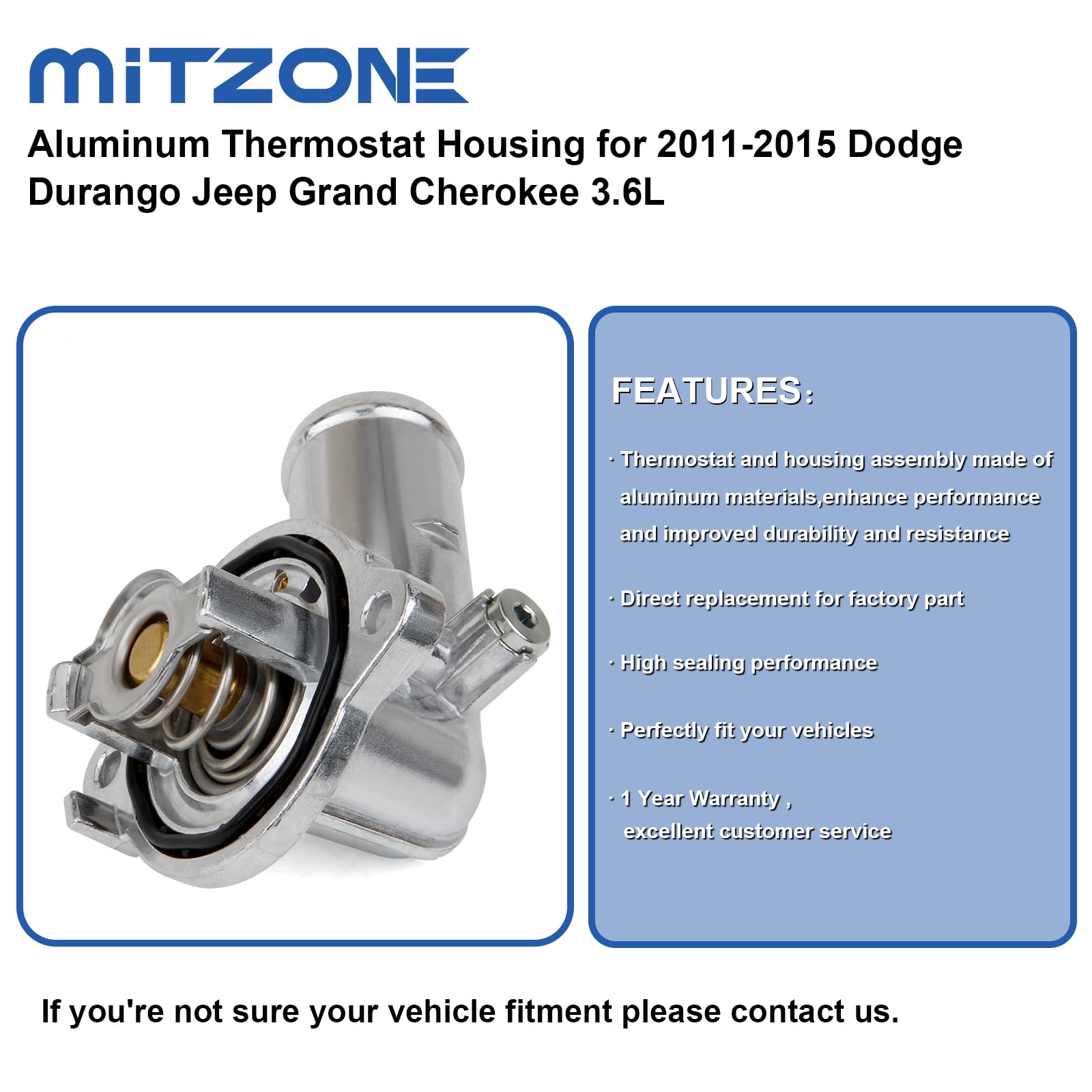 MITZONE Upgrade Aluminium Thermostat Housing Assembly Compatible with Dodge Durango Grand Cherokee 2011-2015 Wrangler JK 2012-20