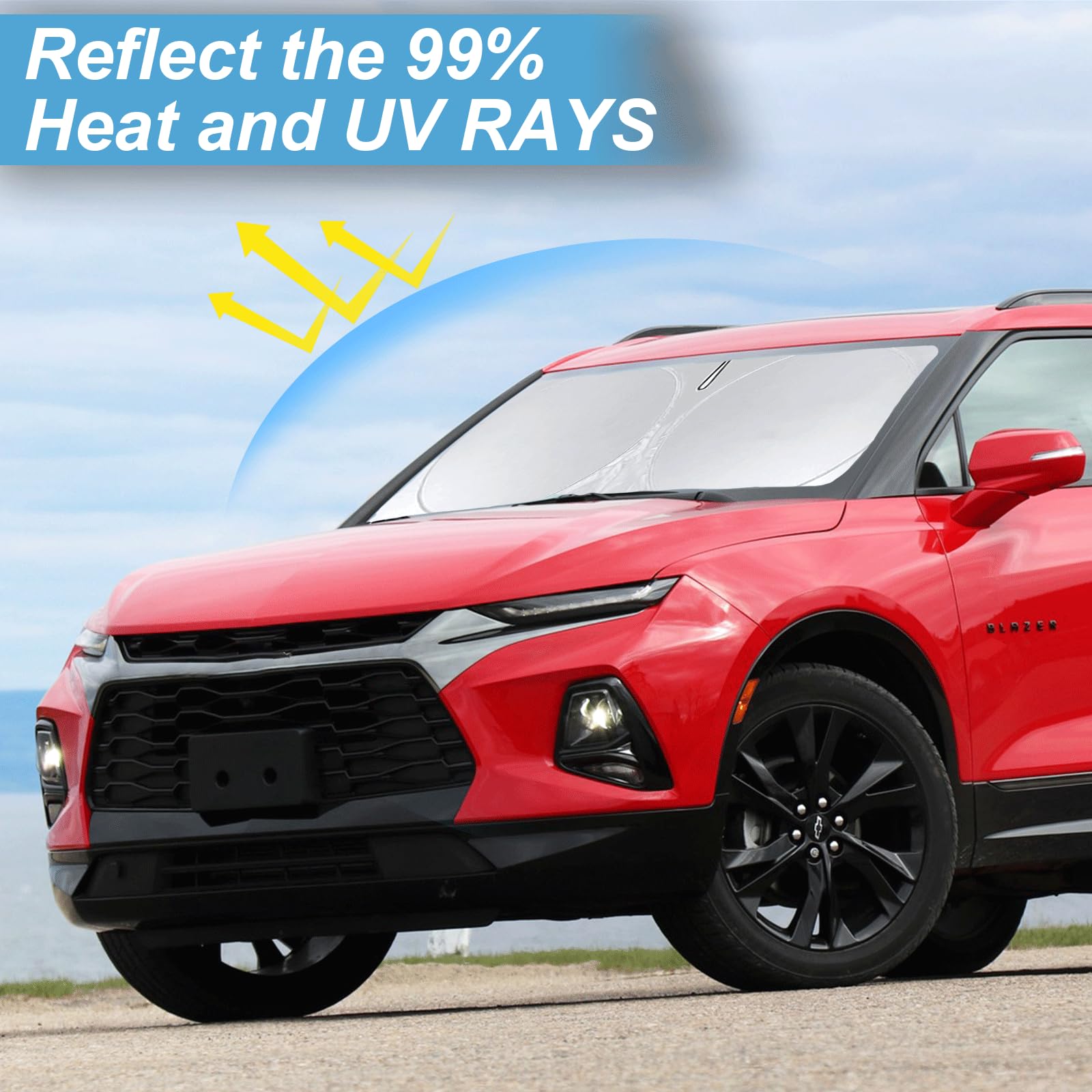 For Chevy Blazer Sunshade Windshield Sun Shade For 2019-2022 2023 2024 2025 Chevrolet Chevy Blazer Accessories Foldable Front Wi