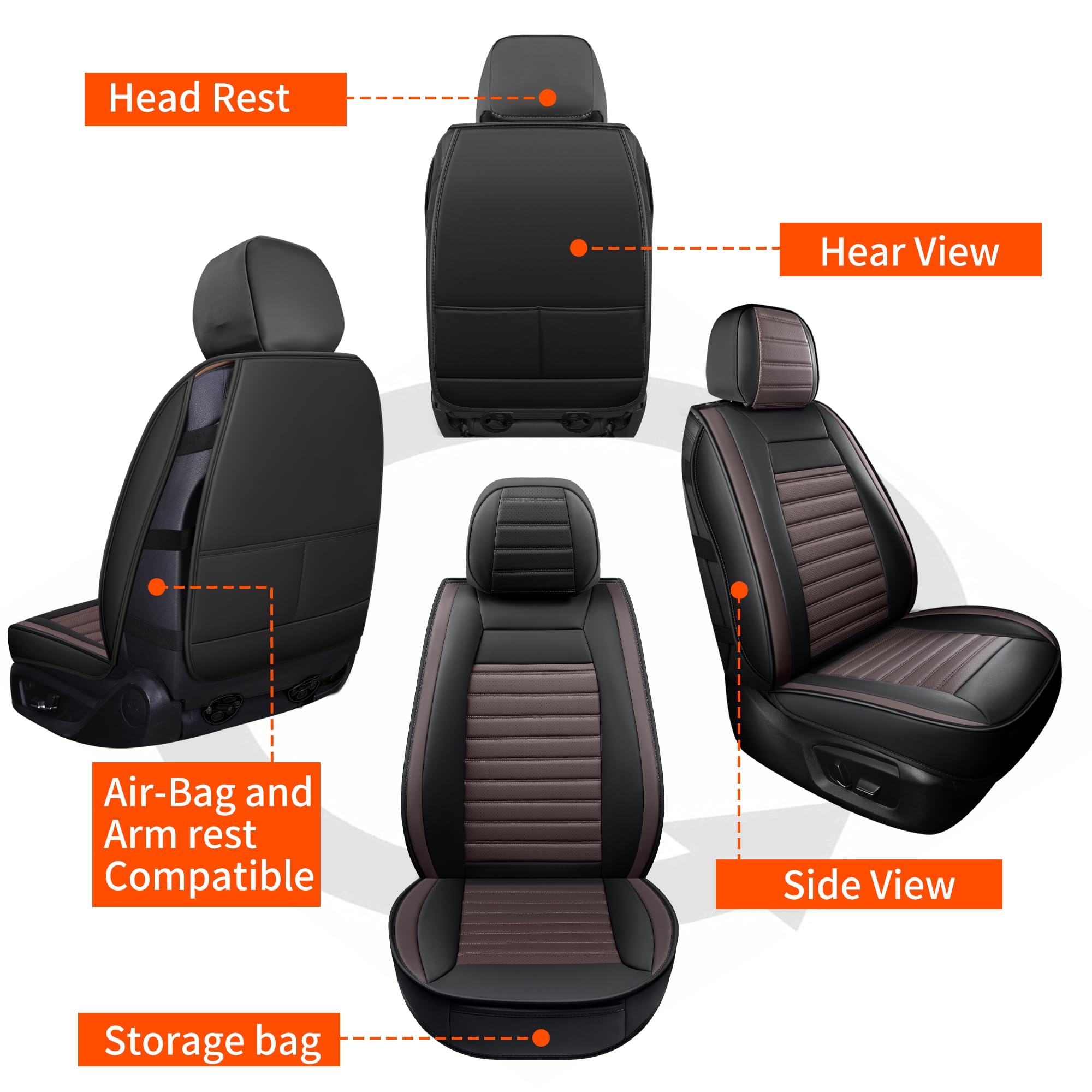 Hchengkikz Car Seat Cover,Breathable Horizontal Stripes Faux Leather Automotive Seat Covers,Universal Auto Seat Covers For Cars