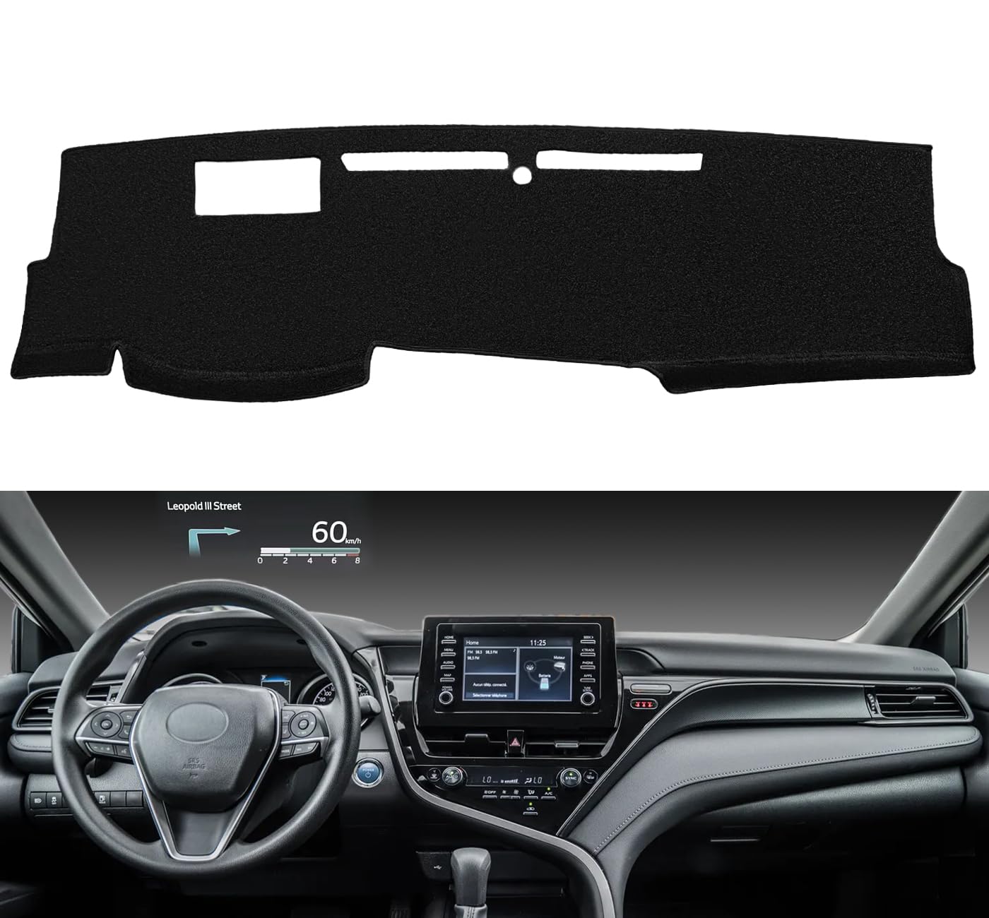Yiz Dashboard Cover Dash Cover Mat Pad Custom Fit For Toyota Camry 2018 2019 2020 2021 2022 2023 With Head Up Display (Black) Z1