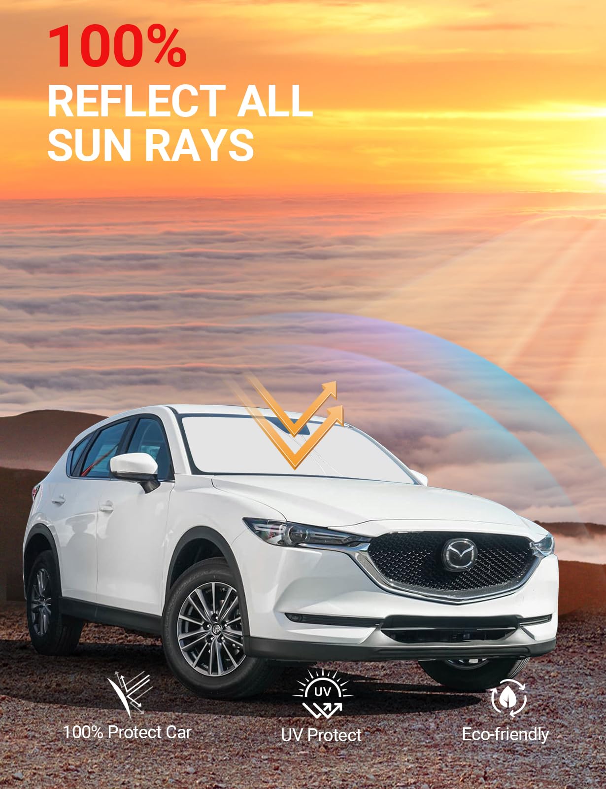 Proadsy 2025 Upgrade Front Windshield Sun Shade Foldable Sunshade Protector Custom Fit 2017-2024 2025 Mazda Cx5 Cx-5, Sport, Touring, Grand Touring, 4 Door Crossover Accessories