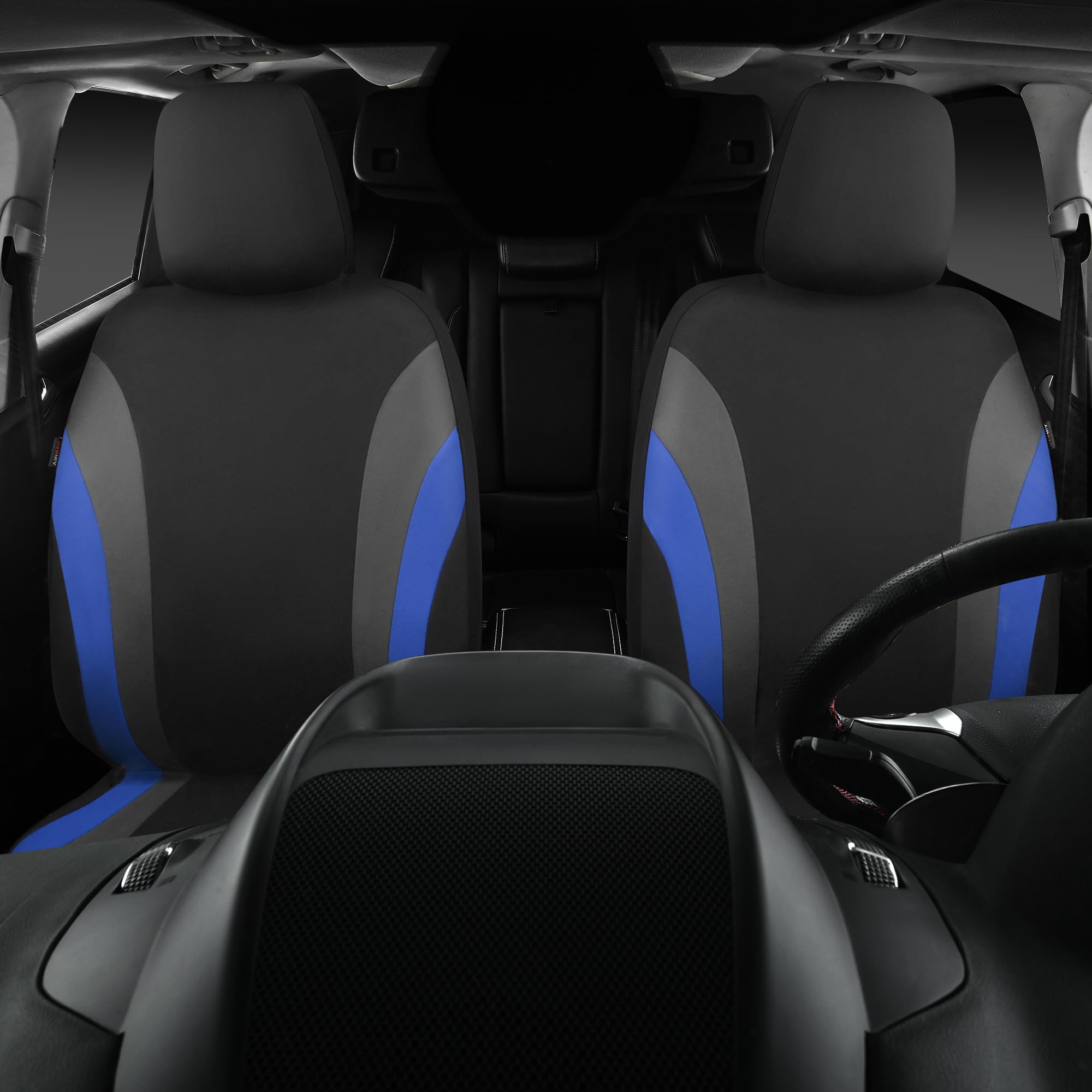 Car Pass Line Rider Sporty Front Seat Covers, Blue Car Seat Covers Two Front Seats Only, Airbag Compatible,Universal Fit Sedans,