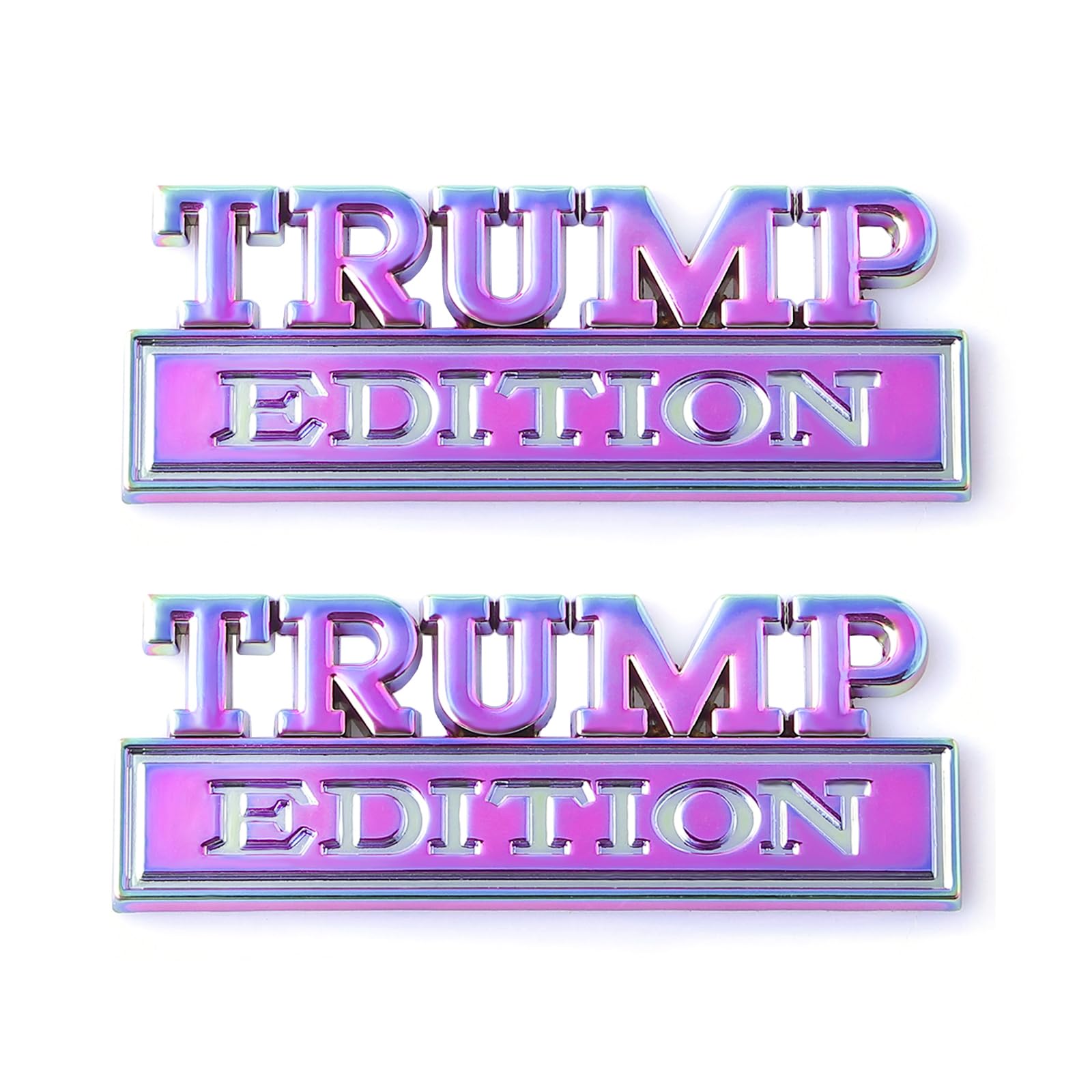 2 Pcs Trump Edition Emblem Car Side Rear Front Hood Trunk Door Badge 3D Decal Sticker Fit For Car Truck Suv (Trump, Electroplate