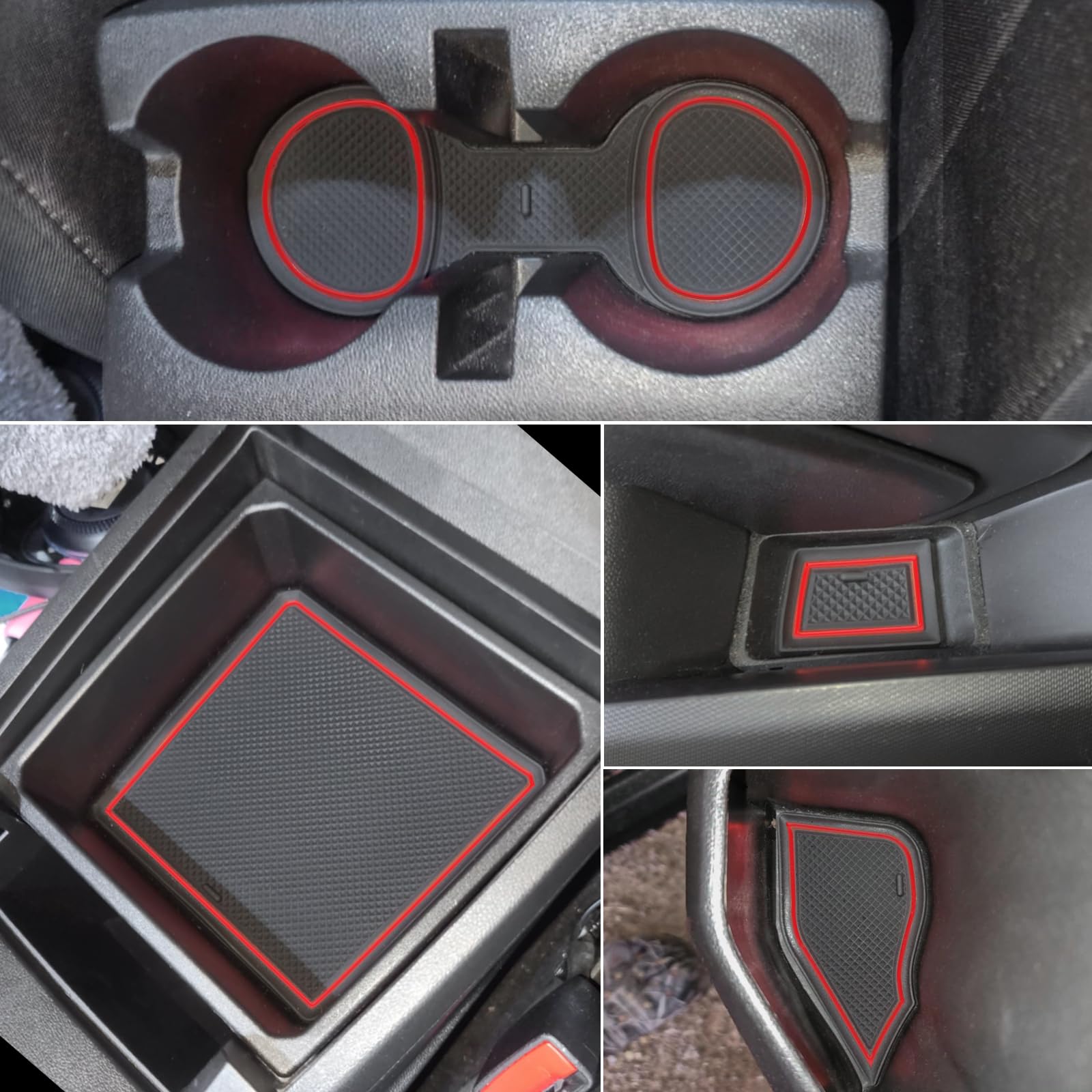 JDMCAR 17 PCS Custom Liner Mat Kit for 2023-2025 Chevy Colorado/GMC Canyon - Premium Cup Holder, Console & Door Pocket Inserts, Red Trim
