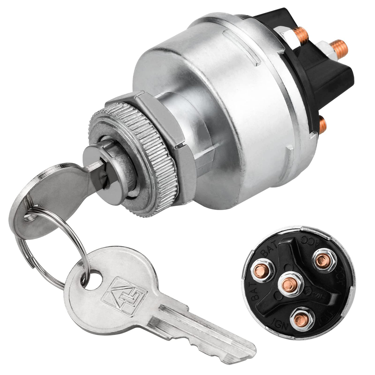 Ignition Switch With Key, 4 Position Universal Key Ignition Switch 12V For Car, Truck, Tractor, Trailer, Forklift, And More, Acc