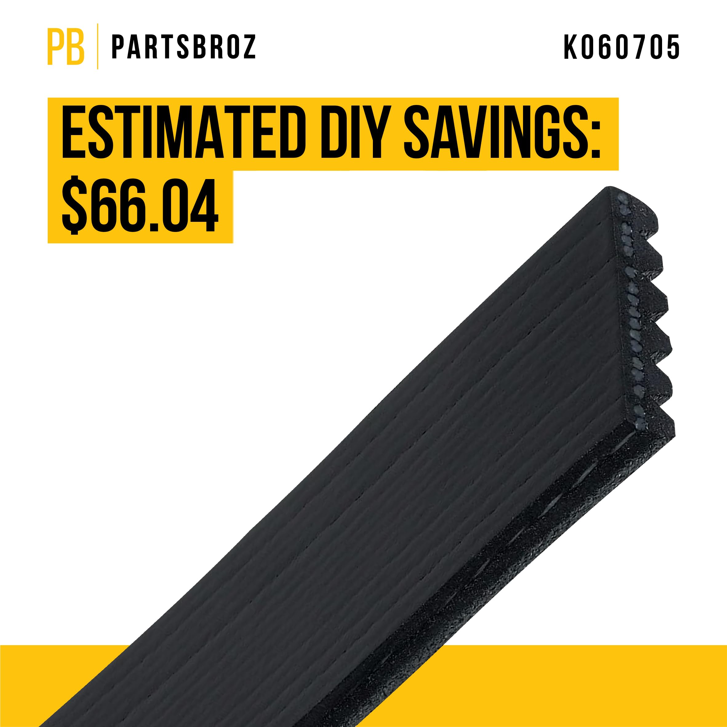 Partsbroz K060705 Micro-V Serpentine Drive Belt - Compatible With Gates Dayco Bando Acdelco Continental Masterpro Bmw - Replaces
