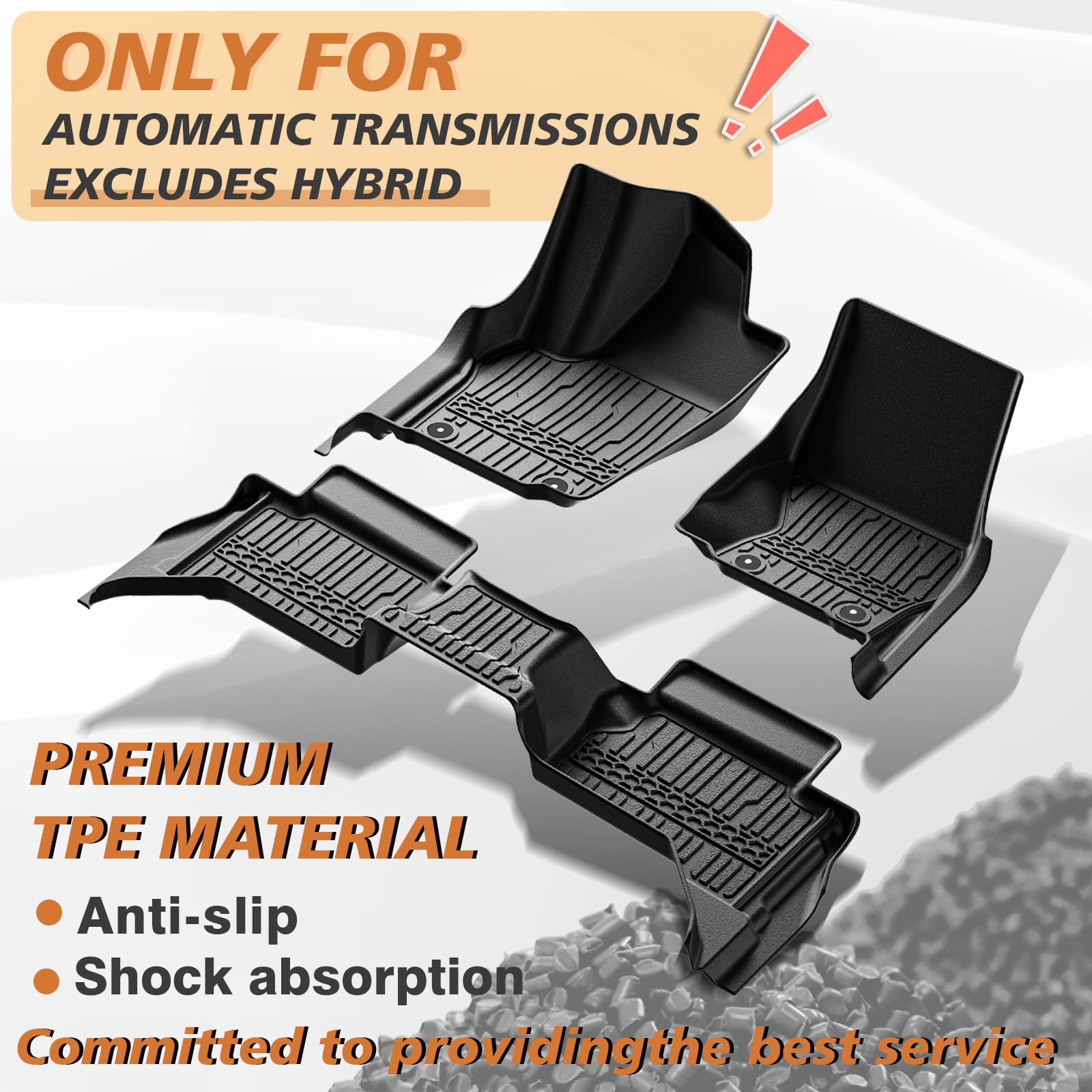 Triplealiners Floor Mats All Weather Liners Compatible With 2024 2025 Toyota Tacoma Accessories Double Cab Front & Rear 2-Row, A