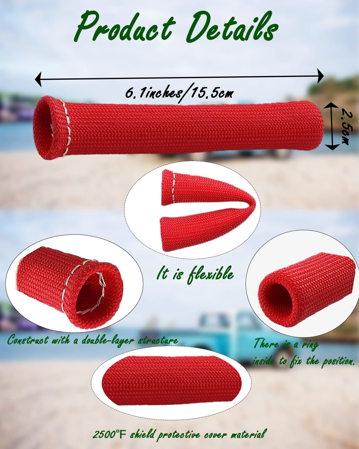 Spark Plug Heat Cover Replacement - 8 Pcs 2500 Spark Plug Wire Boots Protector, 6 Inches Spark Plug Wire Heat Shield Sleeve Prot