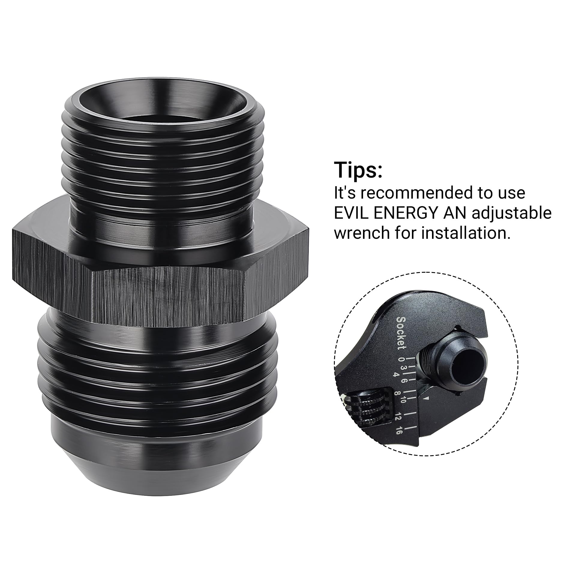 Evil Energy 12An Male Flare To M22 X 1.5Mm Male Metric Fitting Adapter Aluminium Alloy 2Pcs