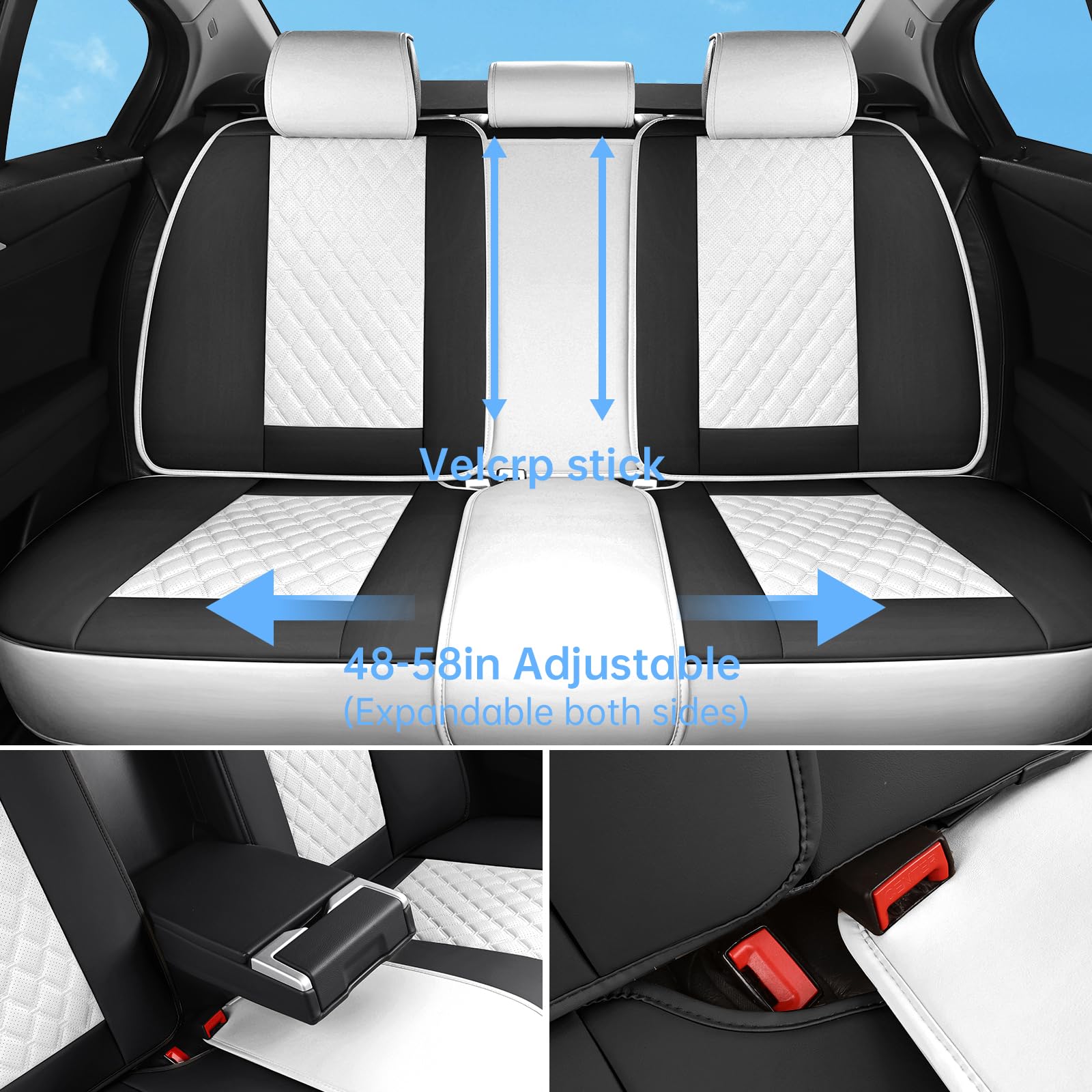 Sxikin Car Seat Covers Full Set, Luxury Leather Waterproof Non-Slip Seat Protector Universal Fit For Most Cars Suvs Trucks Pick-