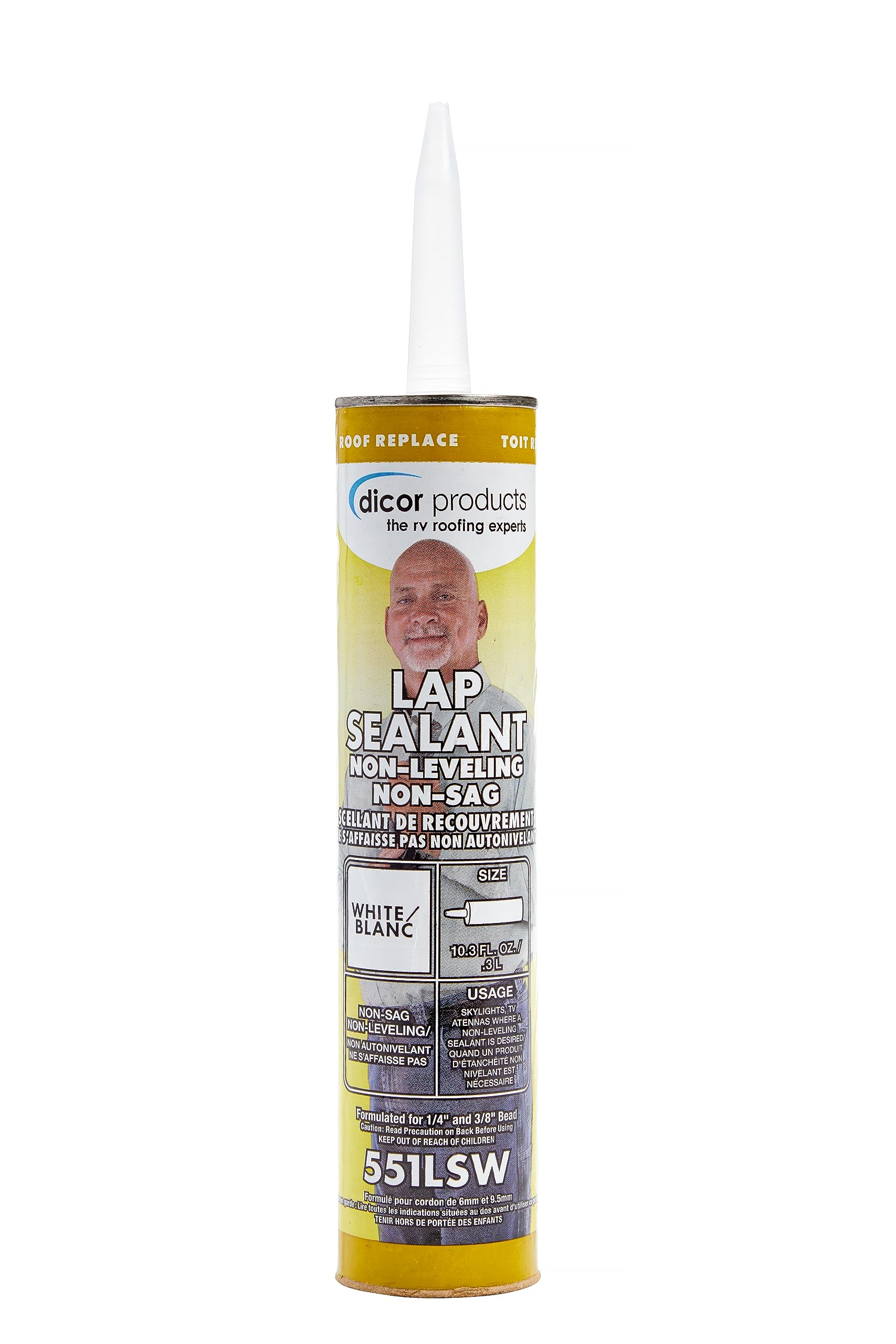 Dicor 551Lsw-1 Haps-Free Non-Leveling Lap Sealant - 10.3 Oz, White, Secure, Ideal For Rv Roofing, Maintenance, Repair, Appliance