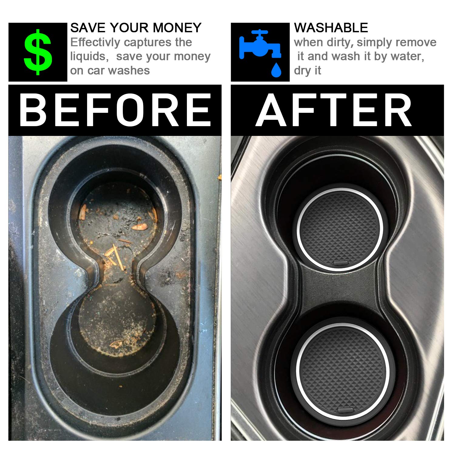 Senshine For Honda Cr-V Crv Accessories 2020 2021 2022 Cup Holder Insert Center Console Liner Trim Door Packet Mats Non-Slip Anti Dust Premium Custom Interior 20Pc Set (White Trim)