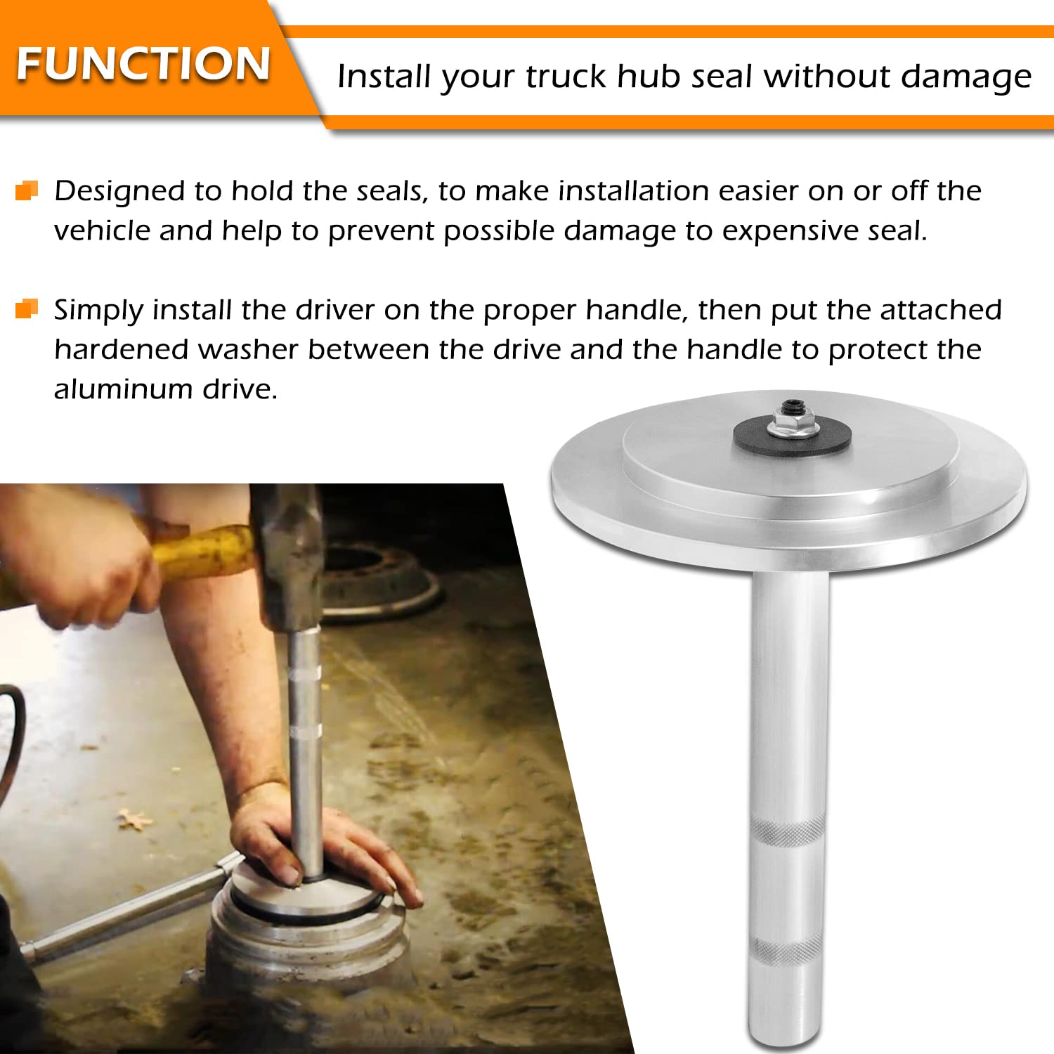 61850 Truck Hub Seal Installer Kit Fit For Size Seal For Class 7 & Class 8 Trucks, Trailers And Some Medium Duty Trucks, 5 Pcs