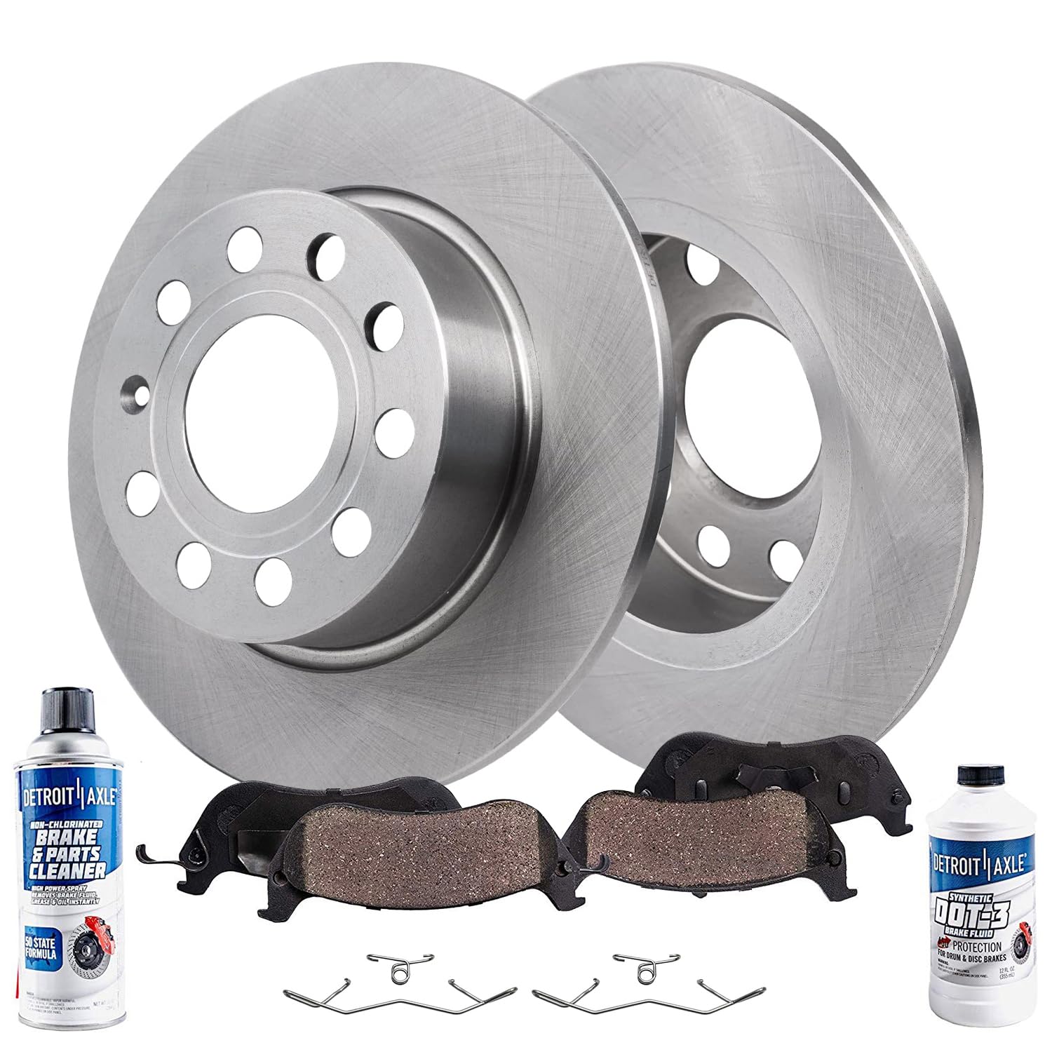 Detroit Axle - Pair (2) Rear 10.71 Disc Brake Kit Rotors w/Ceramic Pads w/Hardware & Brake Kit Cleaner & Fluid for 2015 2016 201