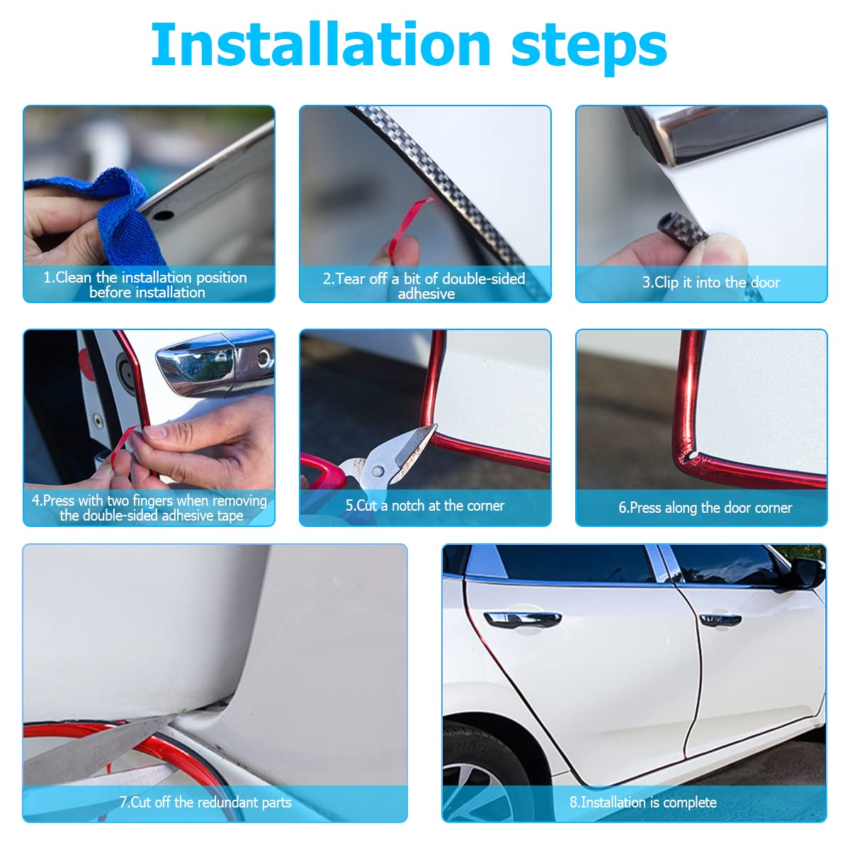 Blilo Car Door Edge Guards, 16Ft U Shape Door Edge Trim, Rubber Molding Auto Door Edge Seal Protector, Anti-Collision Vehicle Pr