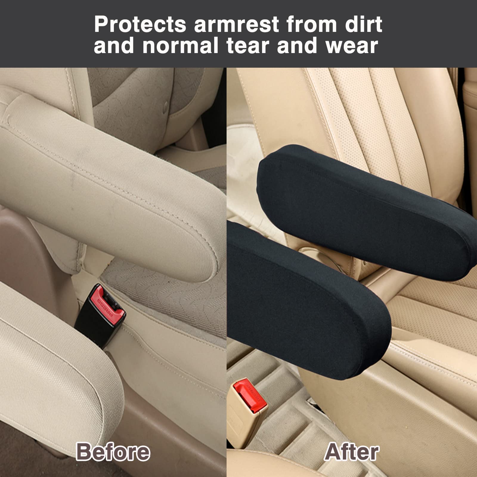 Moyishi Universal Fit Automotive Cloth Fabric Armrest Covers For Cars,Trucks, Suvs, And Vans (Black)