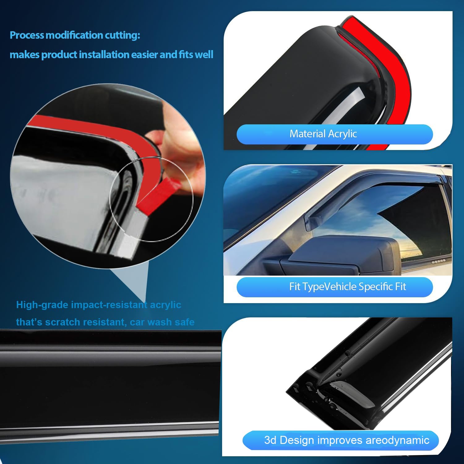 Tonoytim Window Visors Rain Guards Side Wind Deflectors Compatible With Jeep Compass 2017-2024, Window Vent Guard Shade,Sun Suv