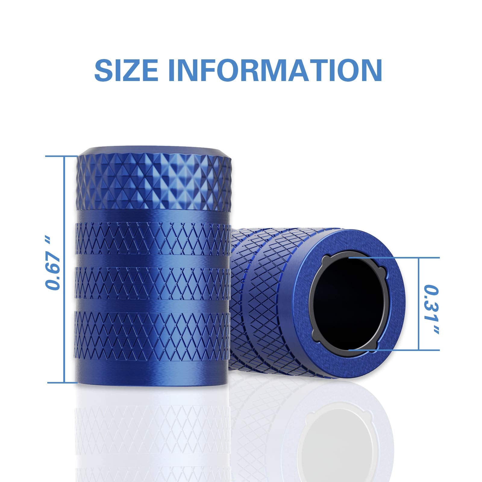 Ckauto Tire Valve Stem Caps, Blue, 4 Pcs/Pack, Anodized Aluminum Tire Valve Cap Set, Corrosion Resistant, Universal Stem Covers