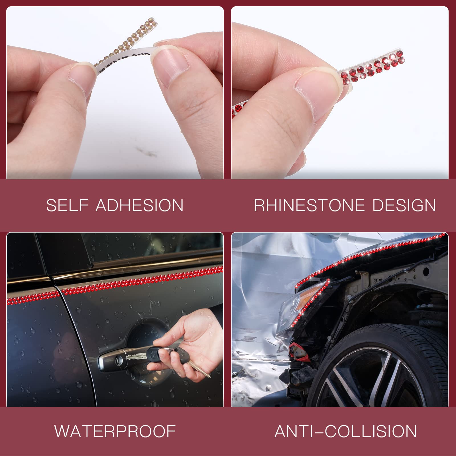 Bling Car Trim Self Adhesive Bling Car Interior Exterior Accessories Car Accessories For Women Car Dashboard Decorations Rhinest