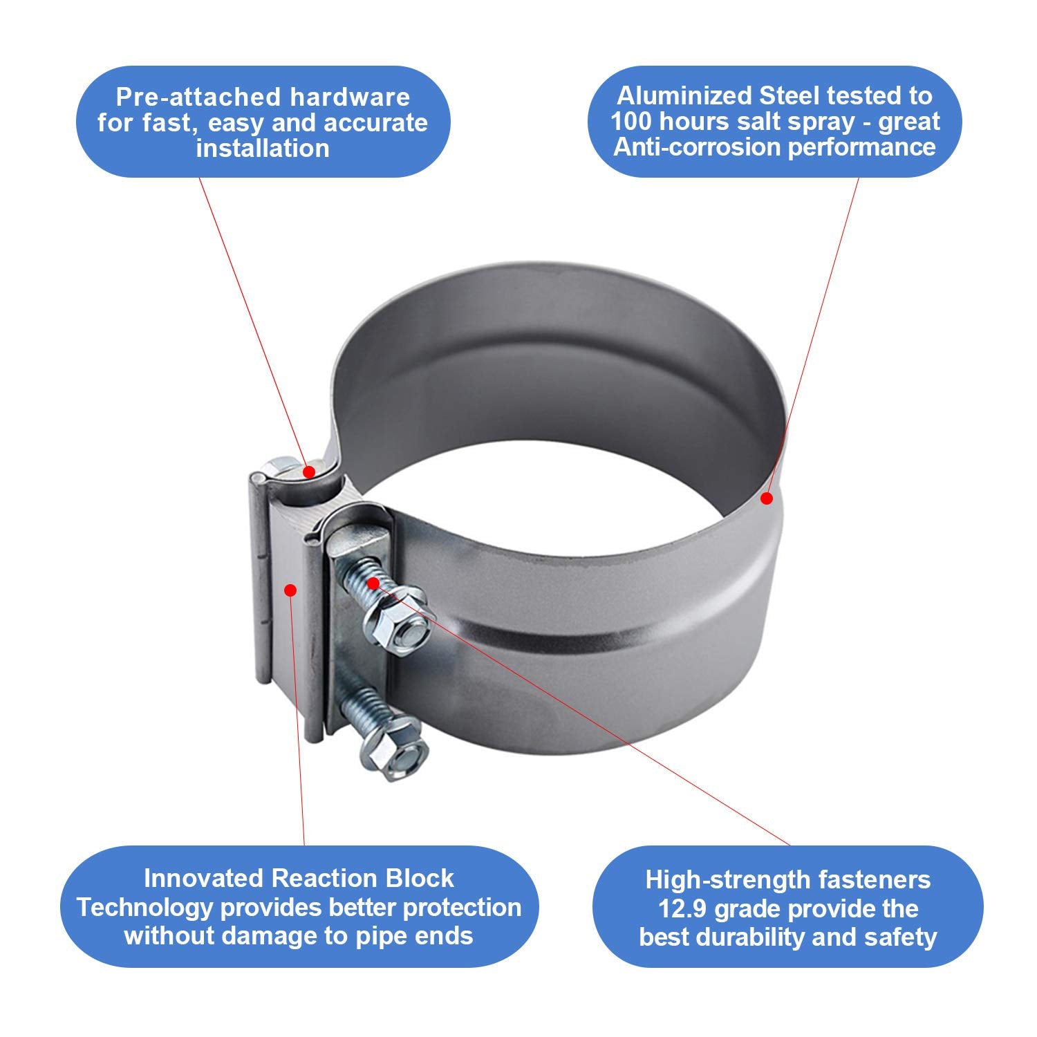 Roadformer 3.5 Lap Joint Exhaust Band Clamp Preformed Aluminized Steel