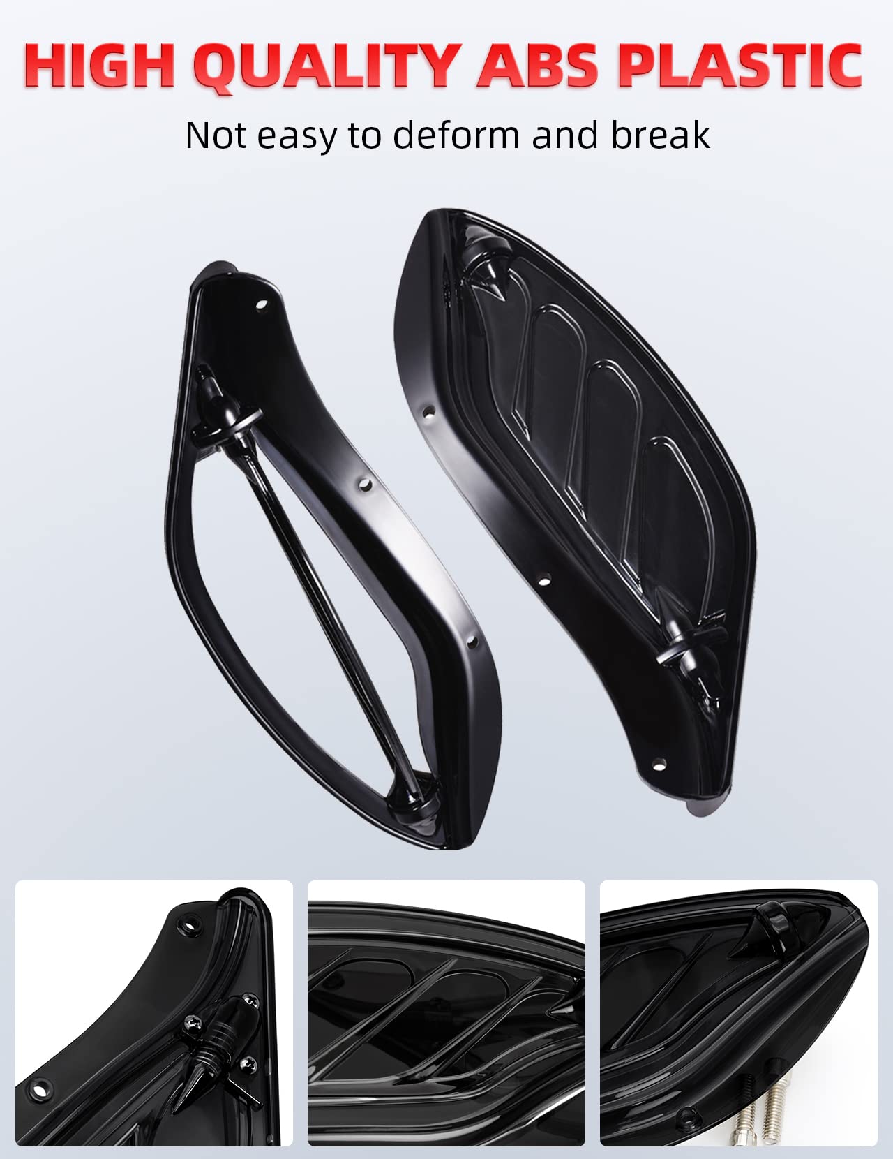 Amazicha Black Adjustable Air Deflector Kit Side Wing Deflectors Fairing Air Deflector Compatible For Harley Touring Street Glid