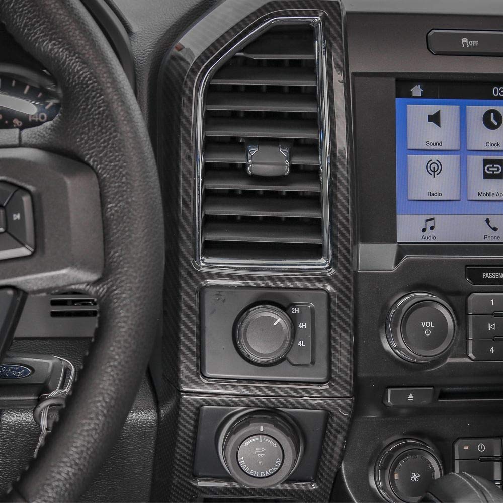 Keptrim For F150 Abs Carbon Fiber Central Console Air Conditioner Panel Trim For 2015 2016 2017 2018 2019 2020 Ford F150, 5Pcs