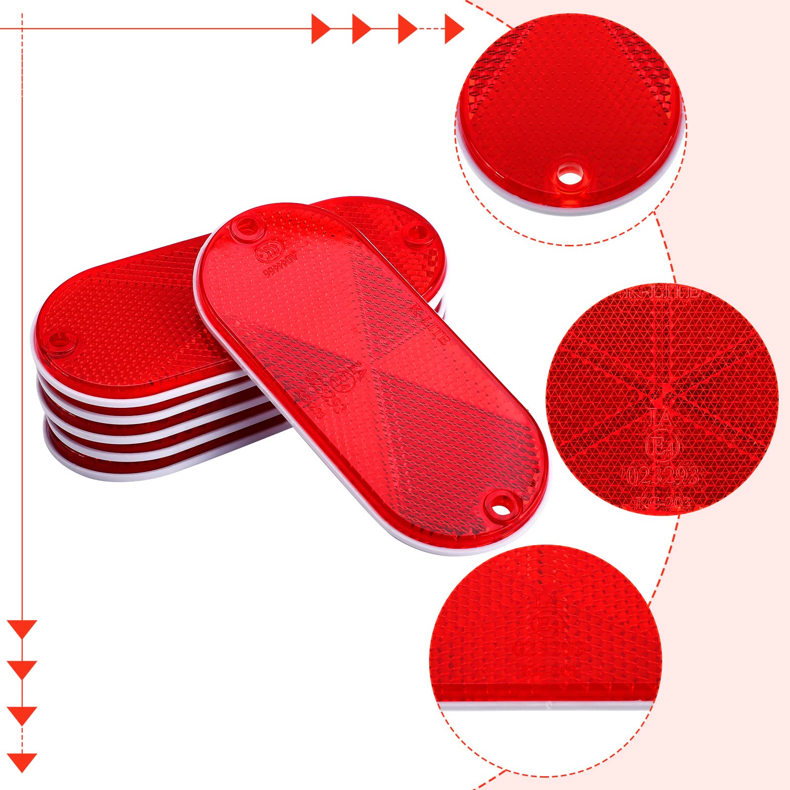 Tallew 10 Pack Front Reflector Oval Reflector for Driveway Fence Gate Posts Trailers Safety Reflectors Automobiles Boats Mailbox