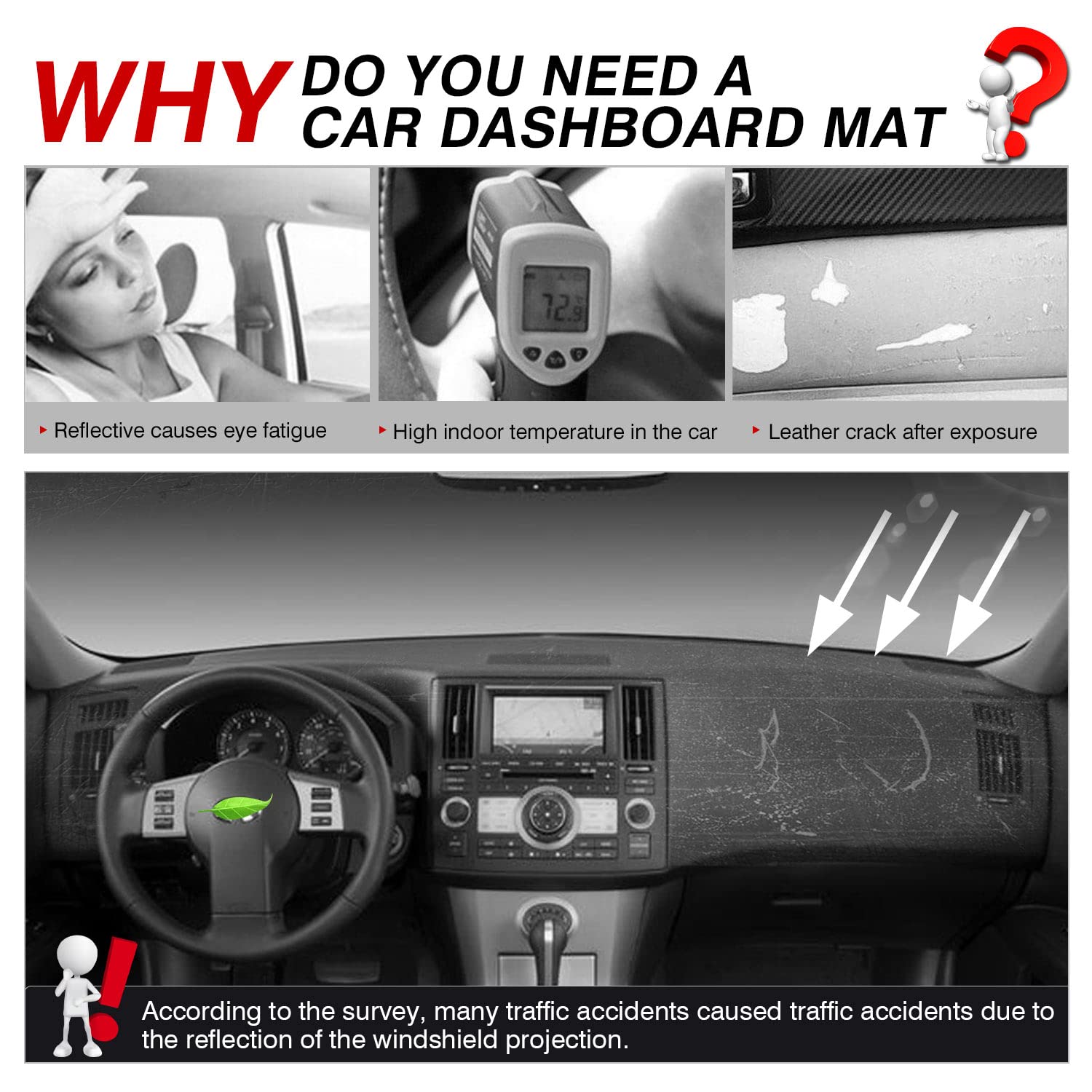 Autorder Dashboard Cover Mat For 2003-2008 Infiniti Fx35/ Fx45/ Fx50 1St Gen (S50) Accessories Dash Cover Suede Dash Mat Sunshad