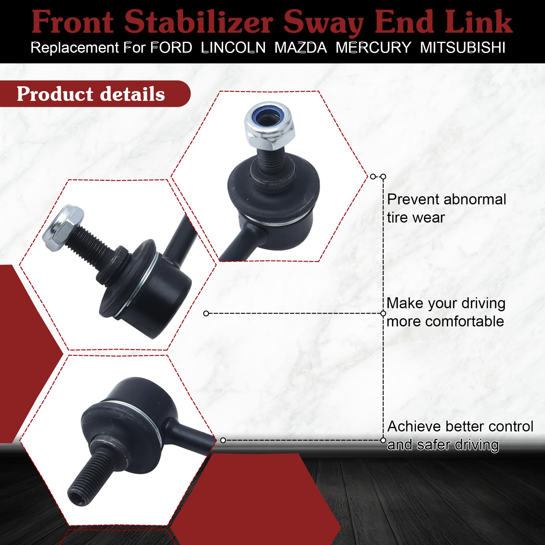 Stiueoav K80250 K80251 Sway Bar Link - Front Stabilizer End Link Compatible With 2006-2010 Fusion?2007-2009 Mkz?2003-2013 6?2006