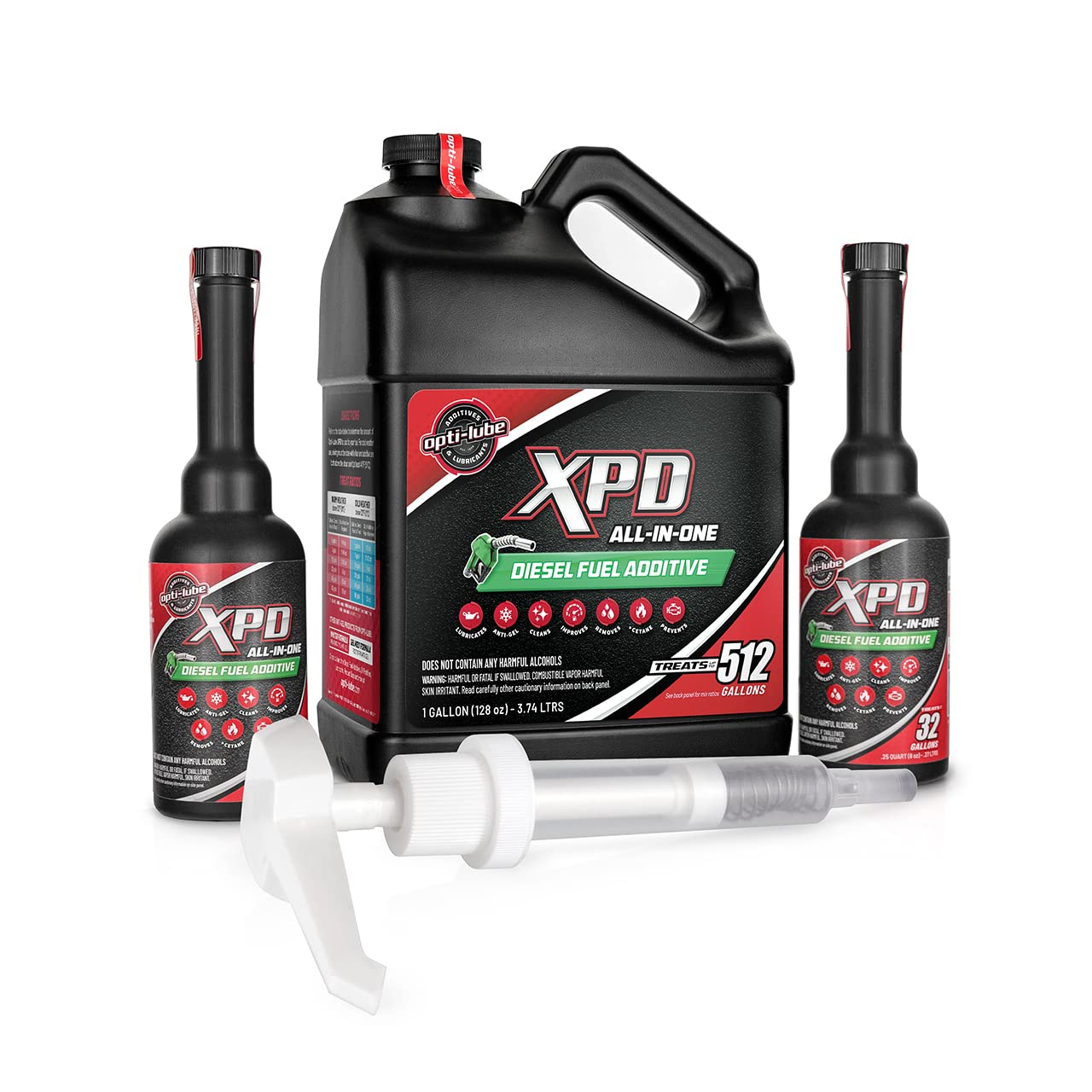 Opti-Lube Xpd All-Season Diesel Fuel Additive - 1 Gallon With Accessories (1 Hand Pump And Long Neck Accessory Bottles)