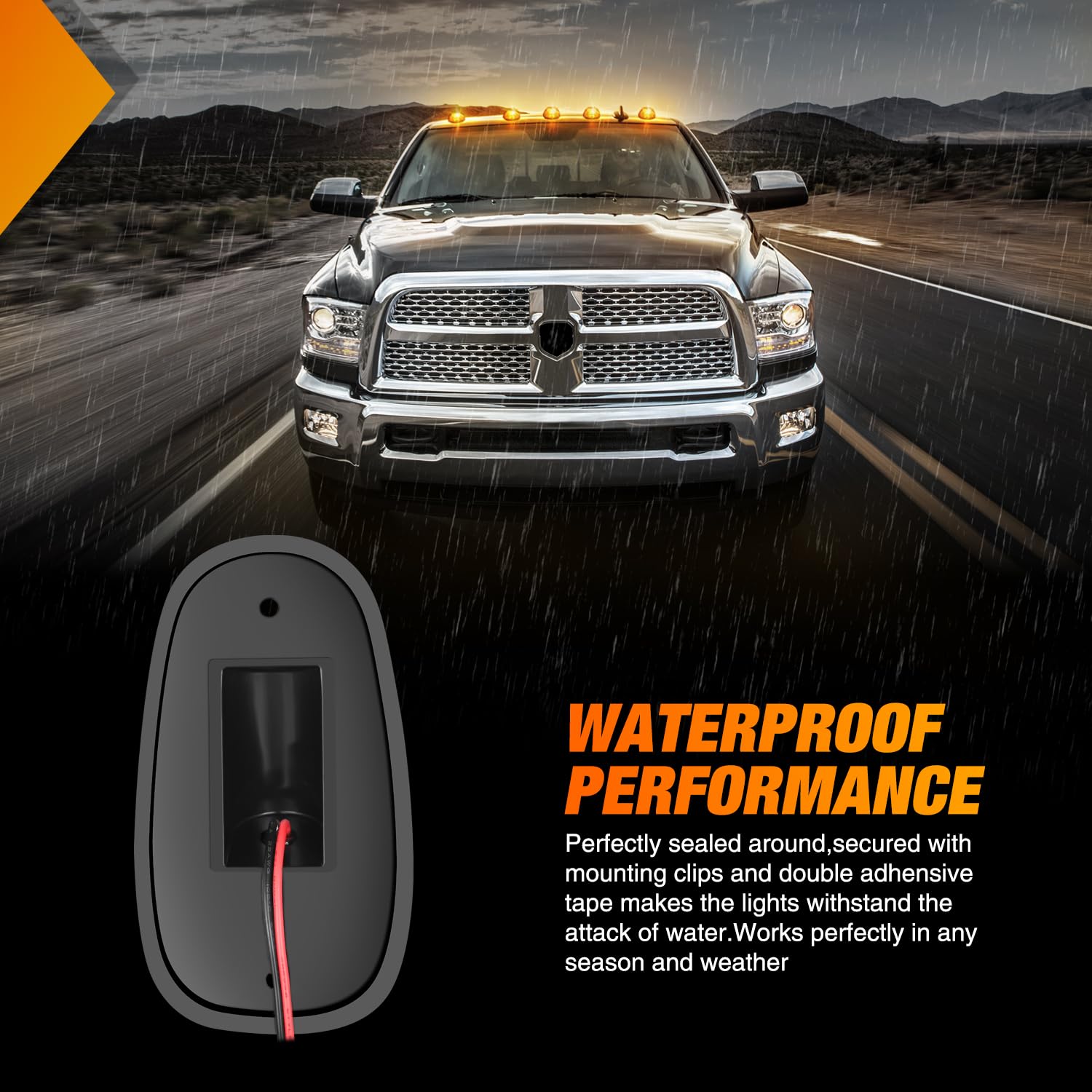 Nilight Led Cab Marker Lights 5 Pcs 24 Led Smoke Lens Amber Clearance Roof Running Light Compatible With 2003-2018 Dodge Ram 150