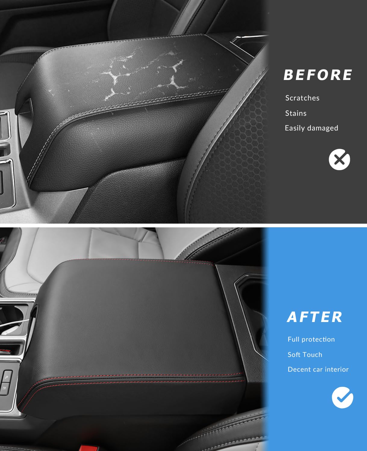 Intget Center Console Cover For Ford F150 Accessories 2015-2020 2016 2017 2018 2019 Car Middle Lid Seat Armrest Cover Protector