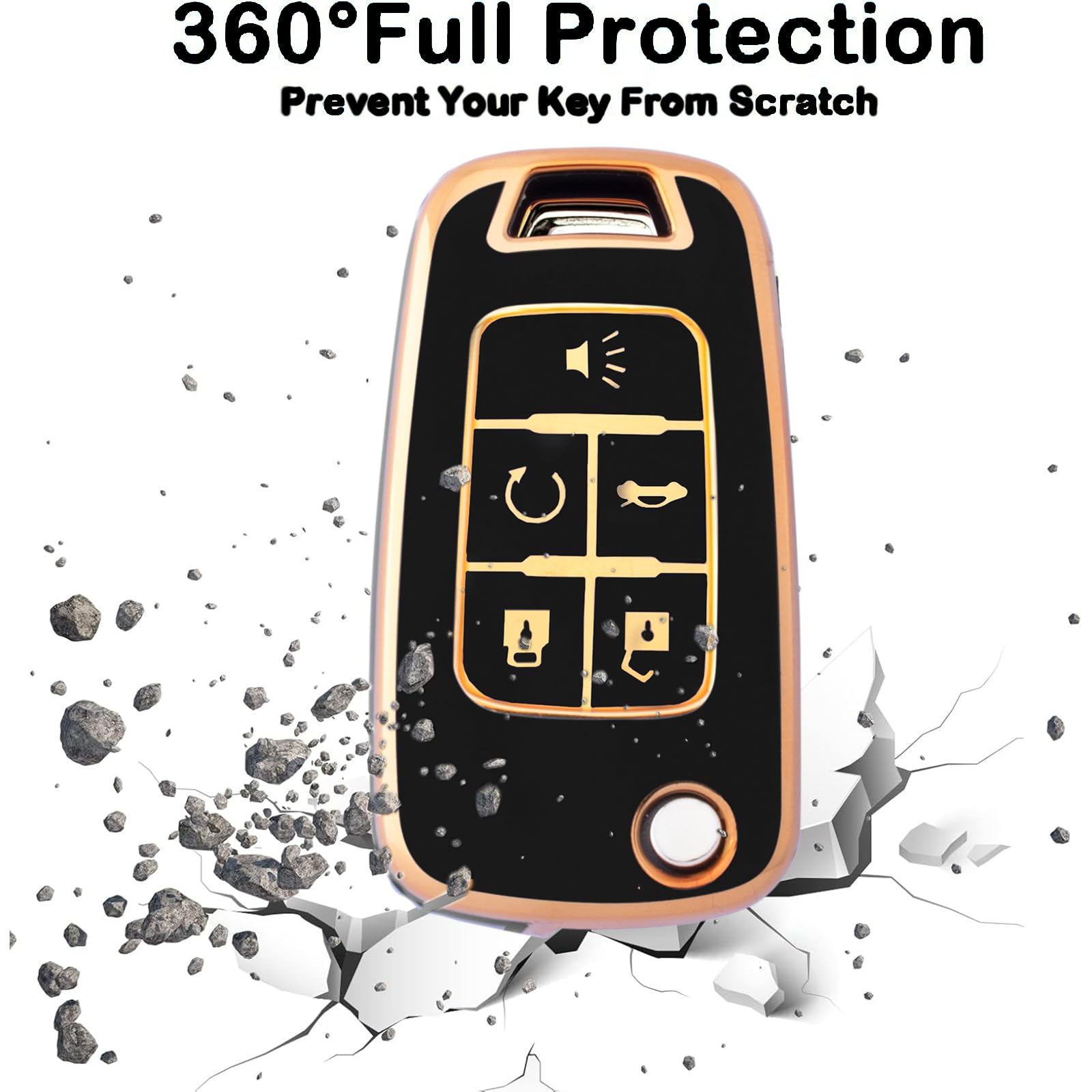 XIYANG TRADE for Chevy Key Fob Cover with Keychain, Soft TPU Key Case Shell Full Protection for Camaro Cruze Equinox Malibu Impa