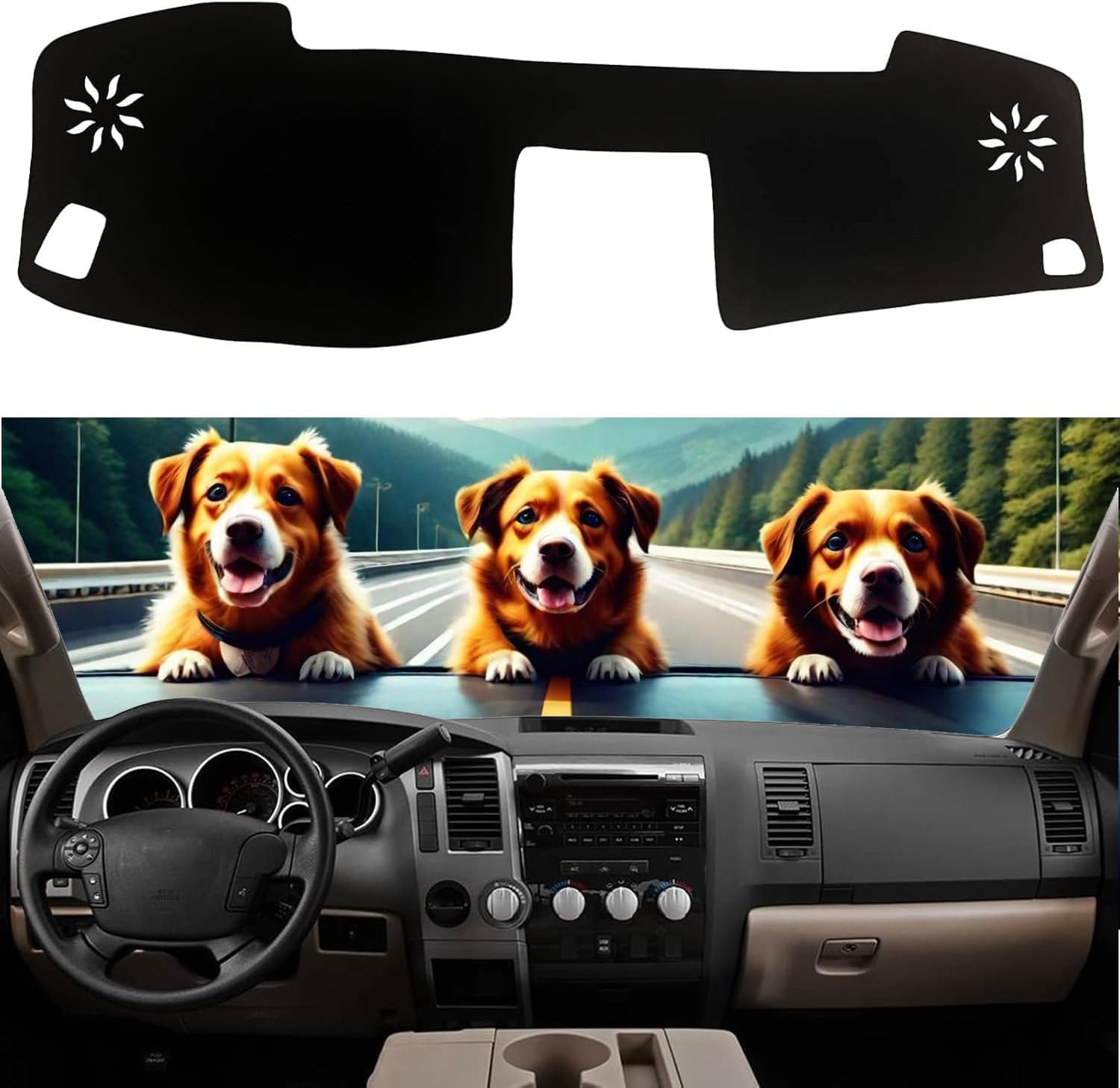 IIKSDII Dashboard Cover Mat for Tundra 2008 2009 2010 2011 2012 2013 Accessories Dash Cover Dash Mat Sunshade Glare UV Rays Prot