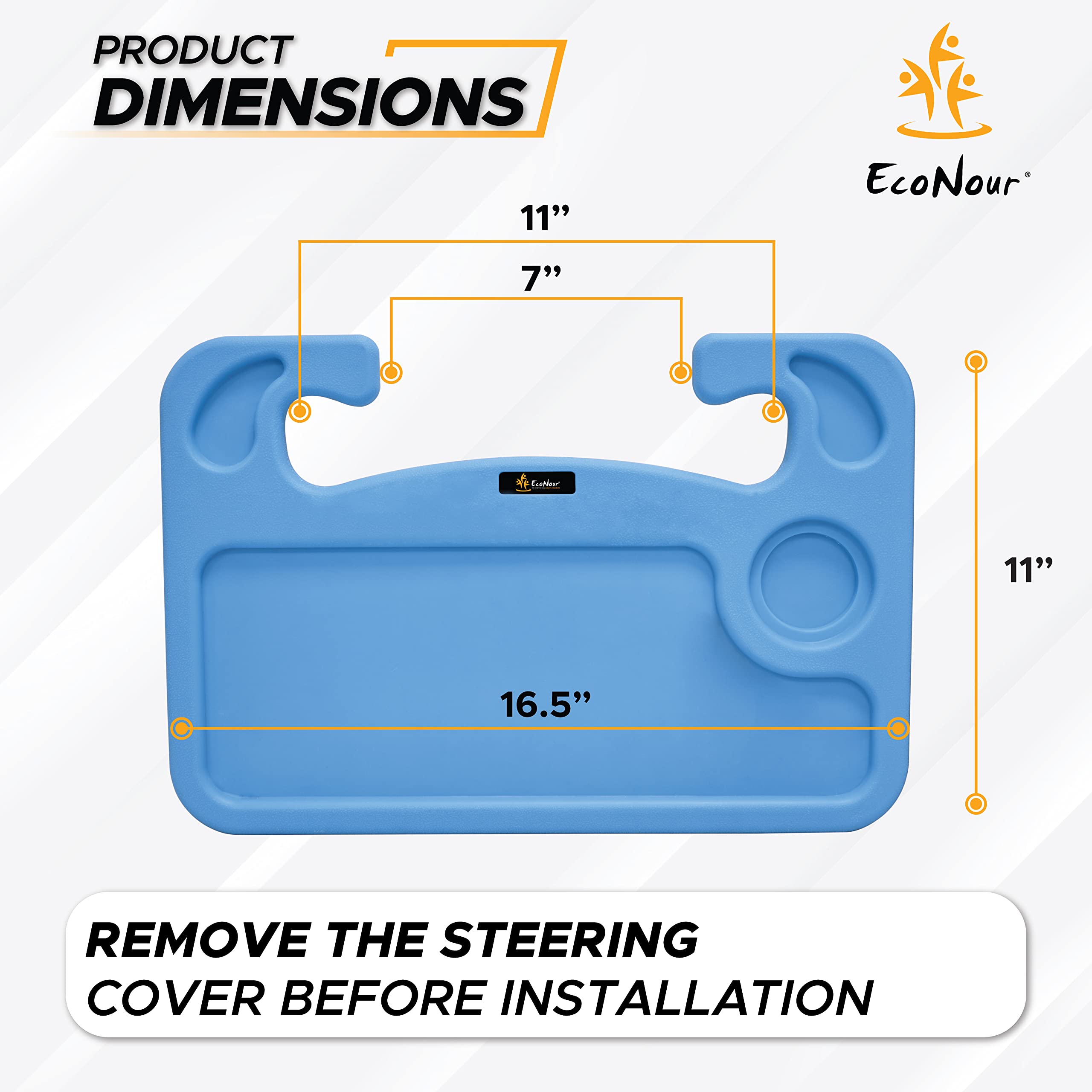 Econour 2 In 1 Car Steering Wheel Desk (Blue) | Steering Wheel Tray For Laptop Car Mount With Pen Holder | Car Food Tray For Eat