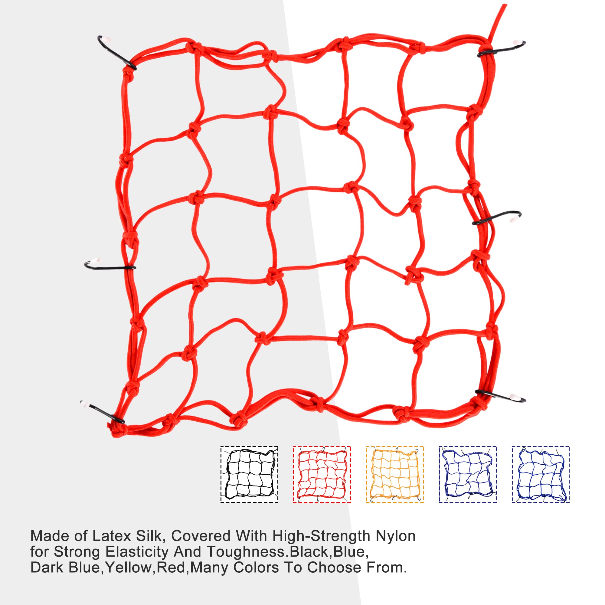 Goofit 15'' X 15'' Elasticated Bungee Luggage Cargo Net With Hooks Hold Down For Motorcycles Motorbike Atvs Bikes Cars Trucks (R