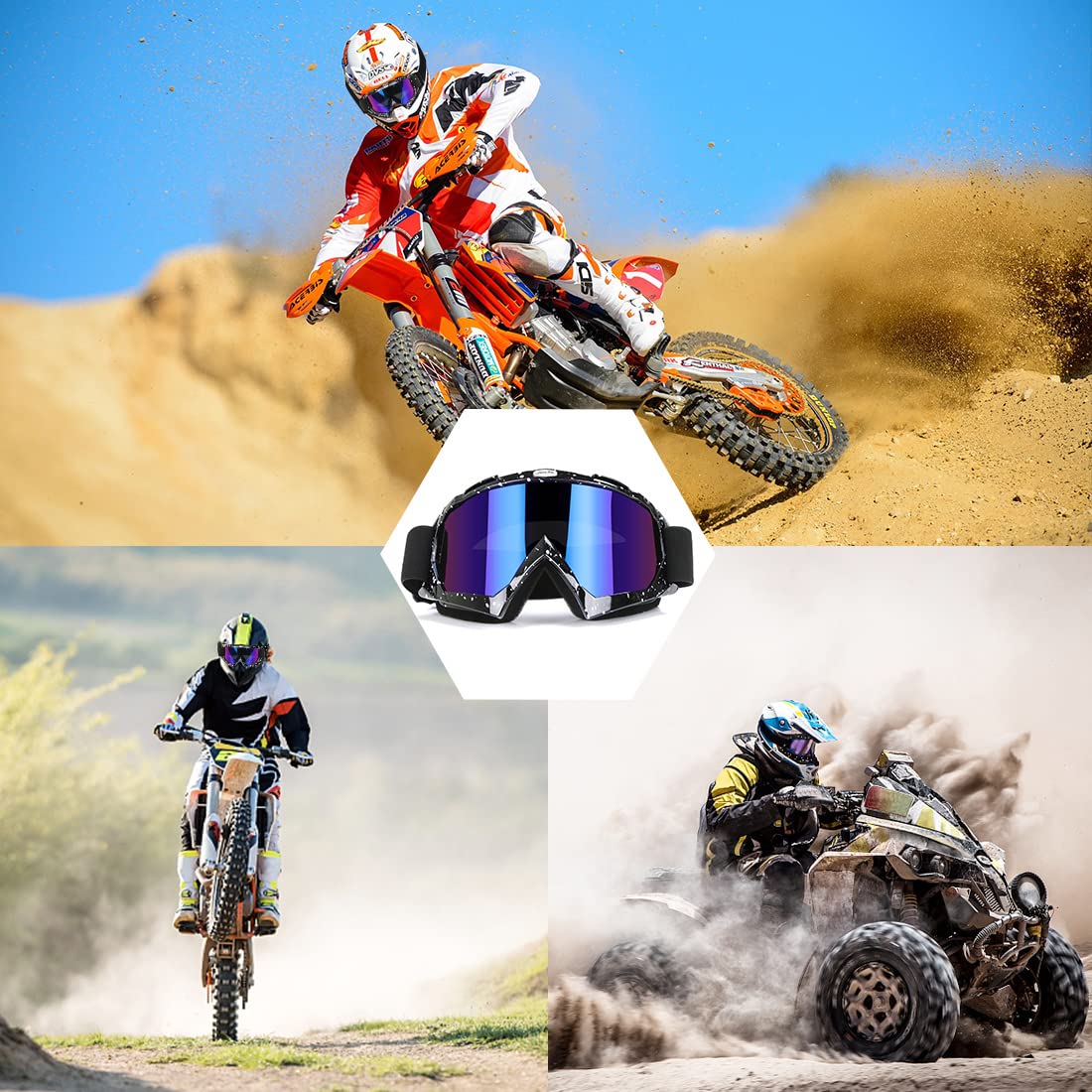 Jamiewin Atv Goggles For Dirt Bike, Motorcycle, Motocross, Utv, Mx, Offroad Riding - Anti Uv, Dustproof, Anti Fog, Racing, Skiin