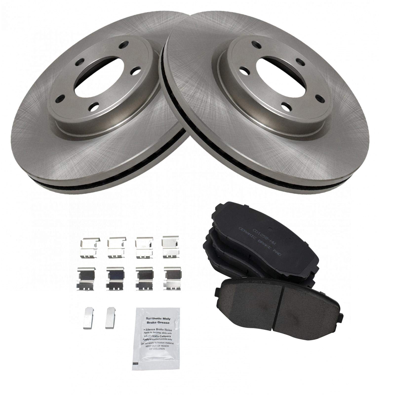 Trq Front Brake Pad & Rotor Kit Brake Pads Brake Rotor Ceramic Compatible With 2007-2009 Ford Edge Lincoln Mkx