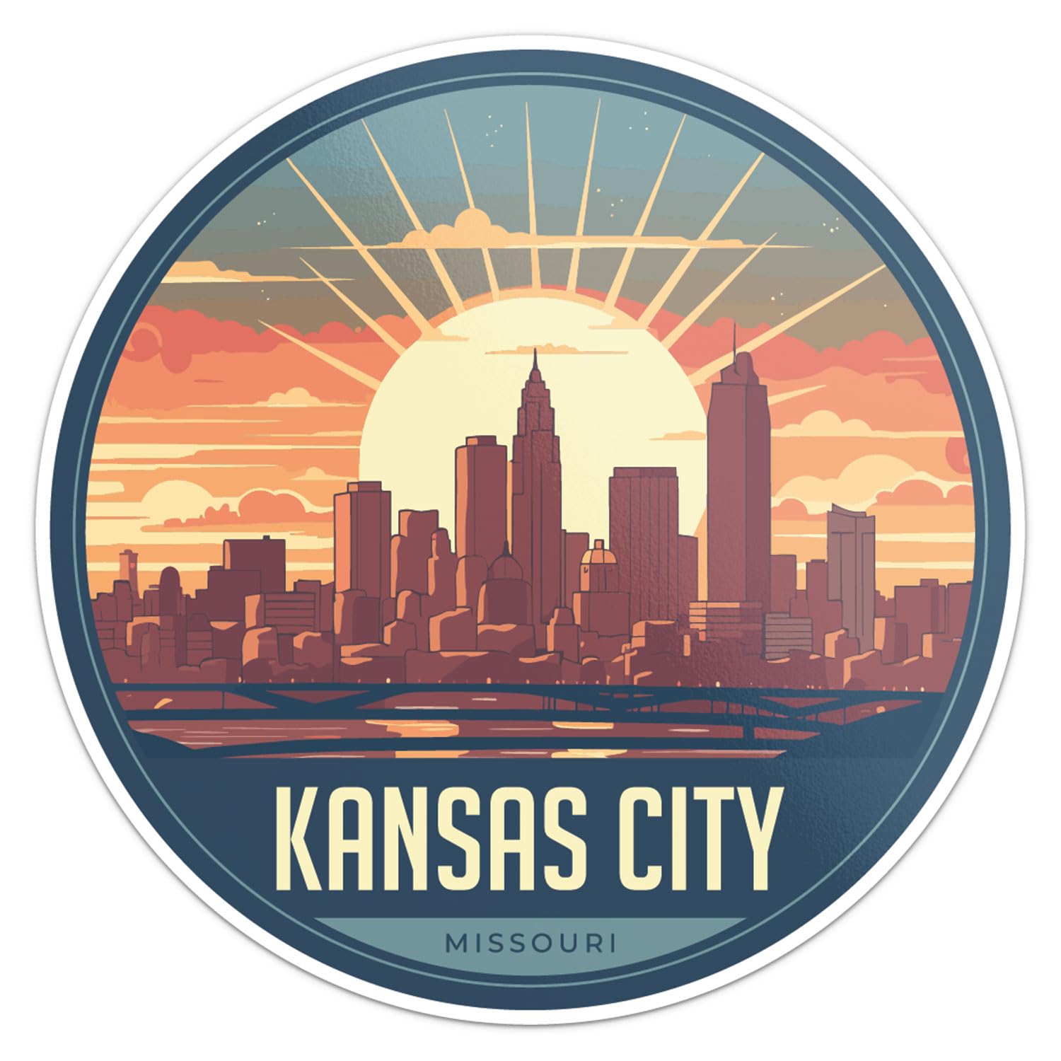 Kansas City Sticker - Waterproof Vinyl Decal for Car Bumper, Laptop, Water Bottle, Wall, and Window, Size - 5'' Longer Side