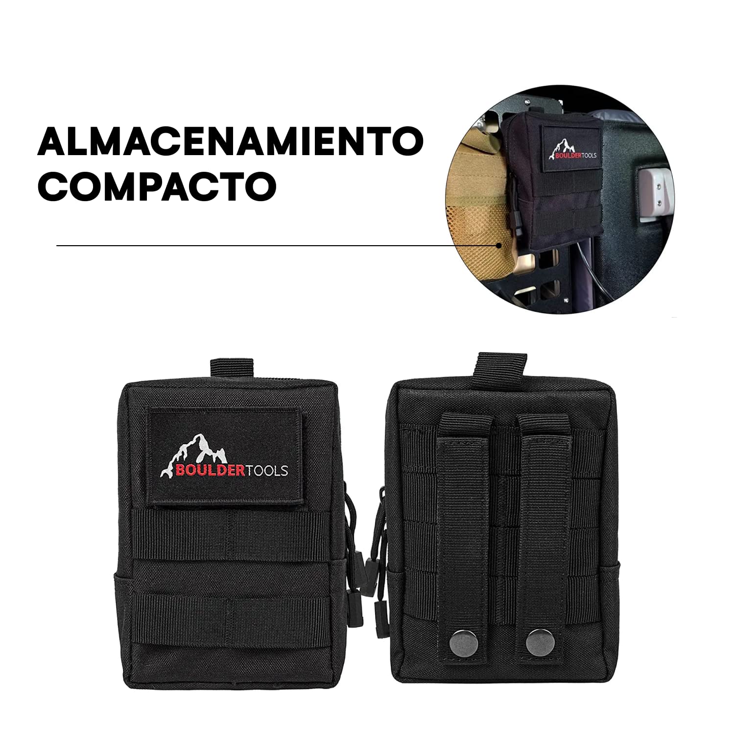 Boulder Tools Heavy Duty Rapid Tire Deflator & Molle Pouch - Precision Release Button Air Down Offroad Kit - Glows In Dark, Bonus: Valve Caps, Cores, Repair Tool | Quickly Deflate 4X4 Off Road Tires