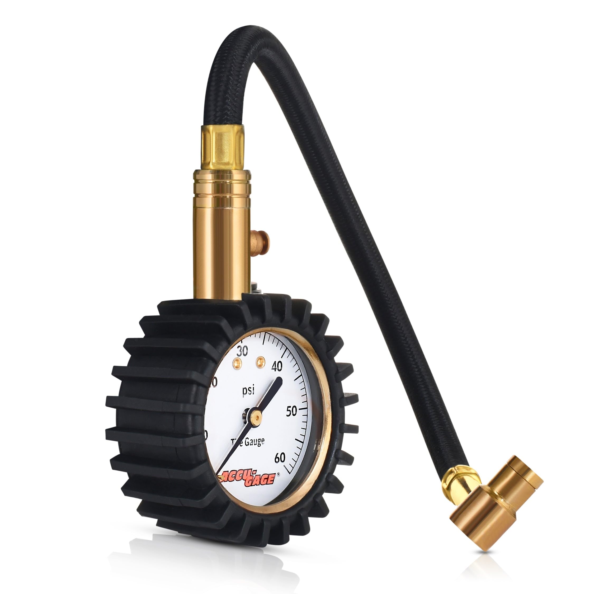 Accu-Gage Rra60X Professional Tire Pressure Gauge With Protective Rubber Guard (60 Psi)